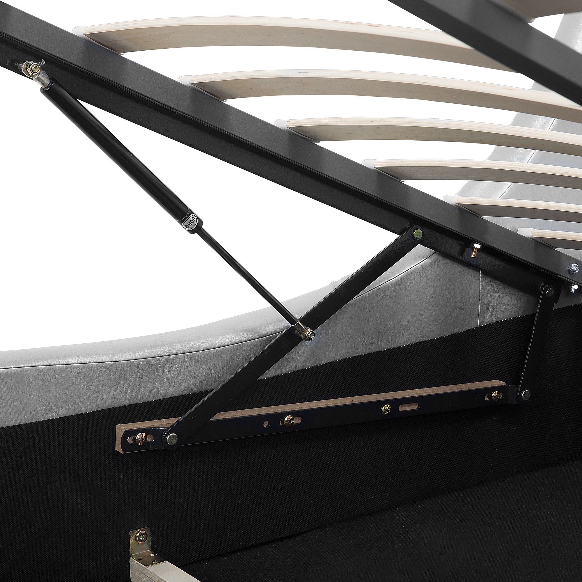 Beliani AVIGNON - Bed met opbergruimte - Zilver - 160 x 200 cm - Kunstleer