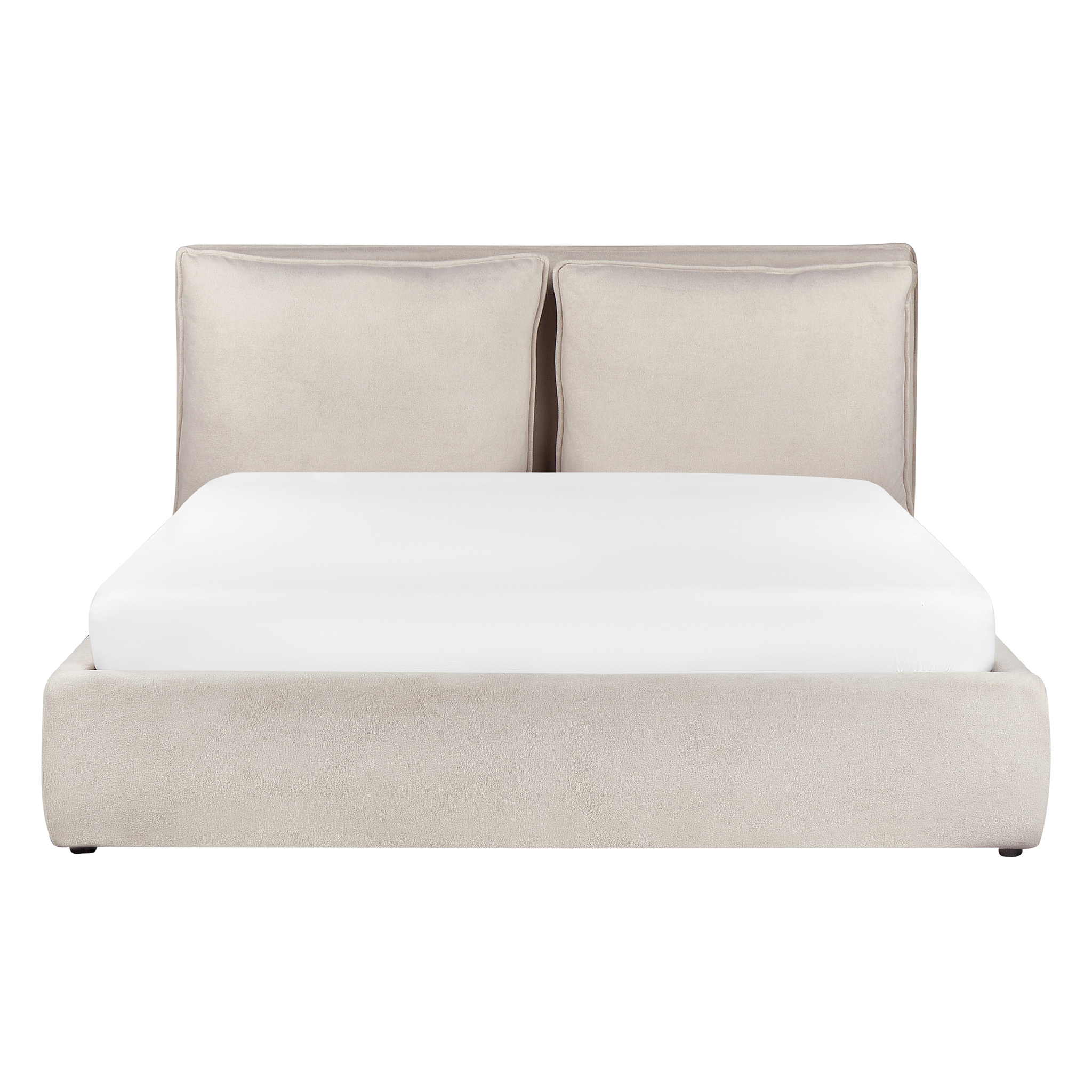 Beliani BAJONNA - Bed met opbergruimte - Lichtbeige - 160 x 200 cm - Polyester