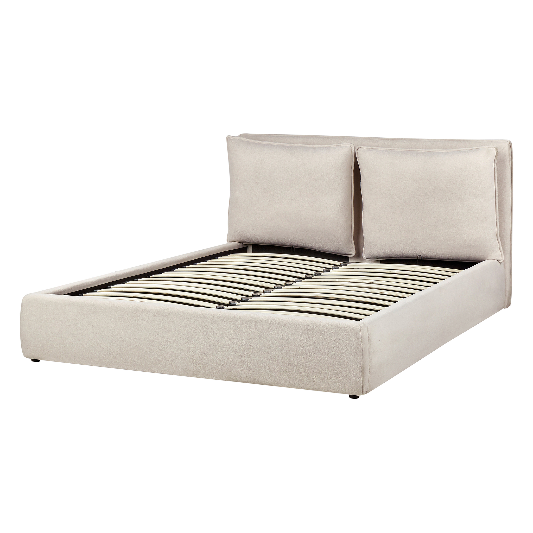 Beliani BAJONNA - Bed met opbergruimte - Lichtbeige - 160 x 200 cm - Polyester