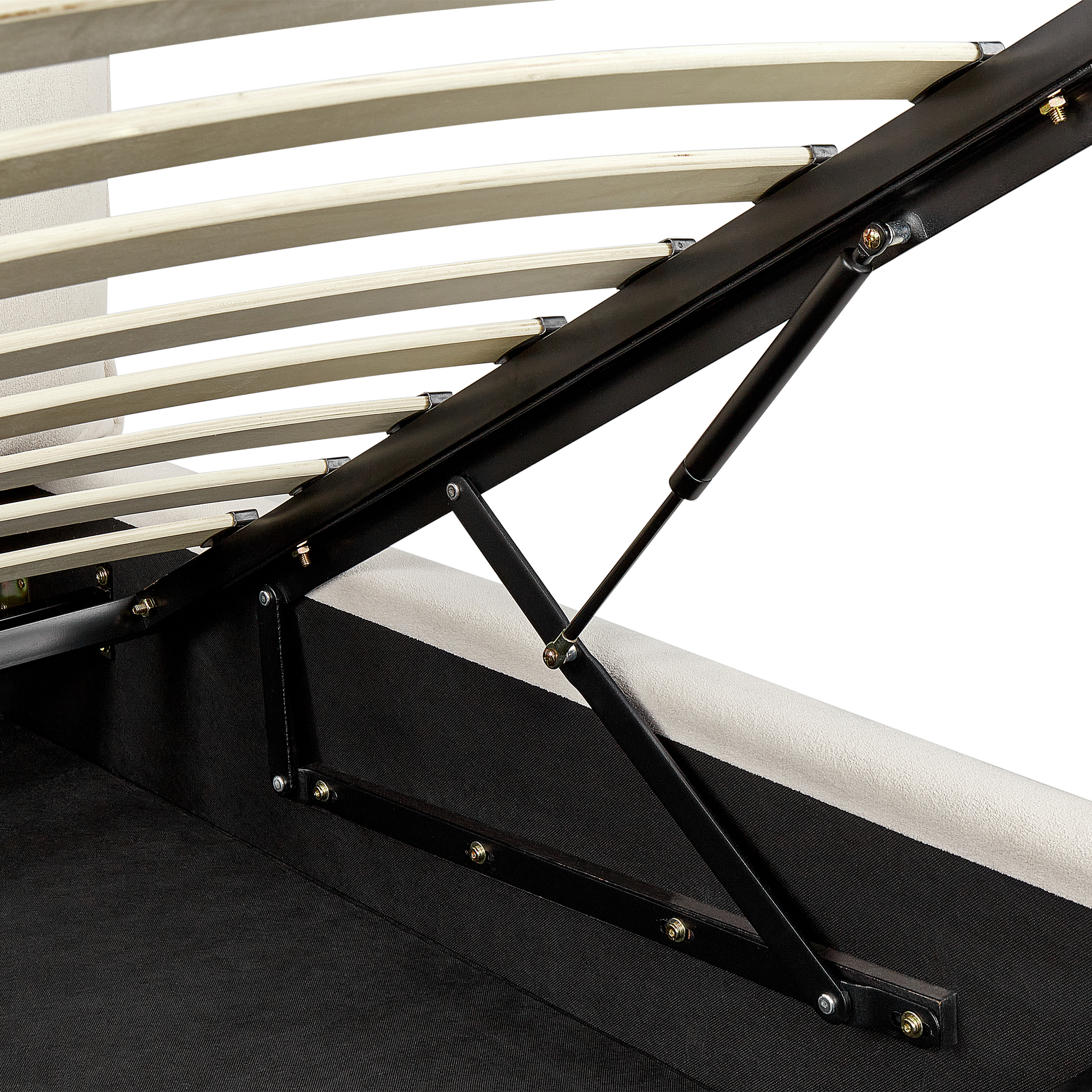 Beliani BAJONNA - Bed met opbergruimte - Lichtbeige - 160 x 200 cm - Polyester