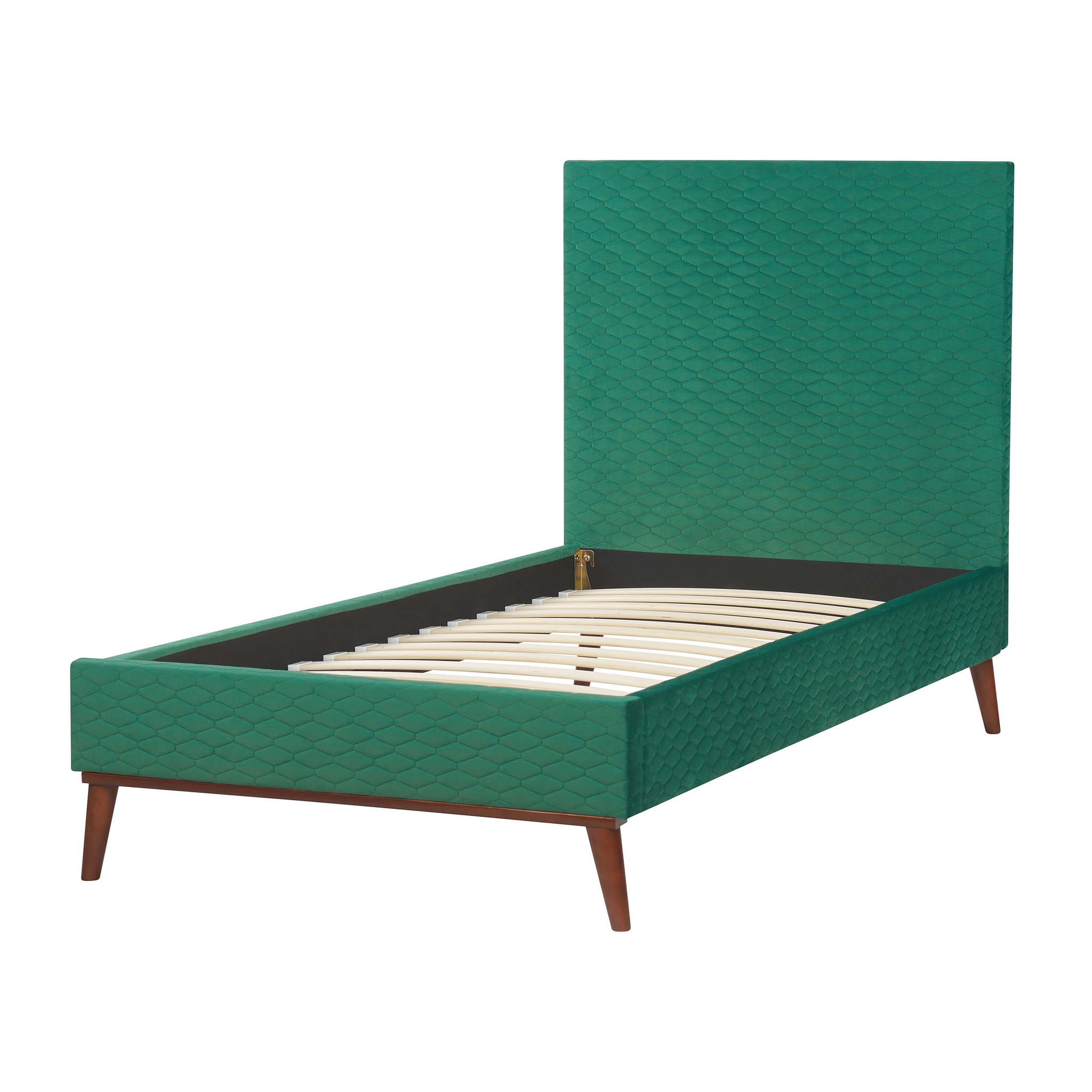 Beliani BAYONNE - Eenpersoonsbed - Groen - 90 x 200 cm - Fluweel