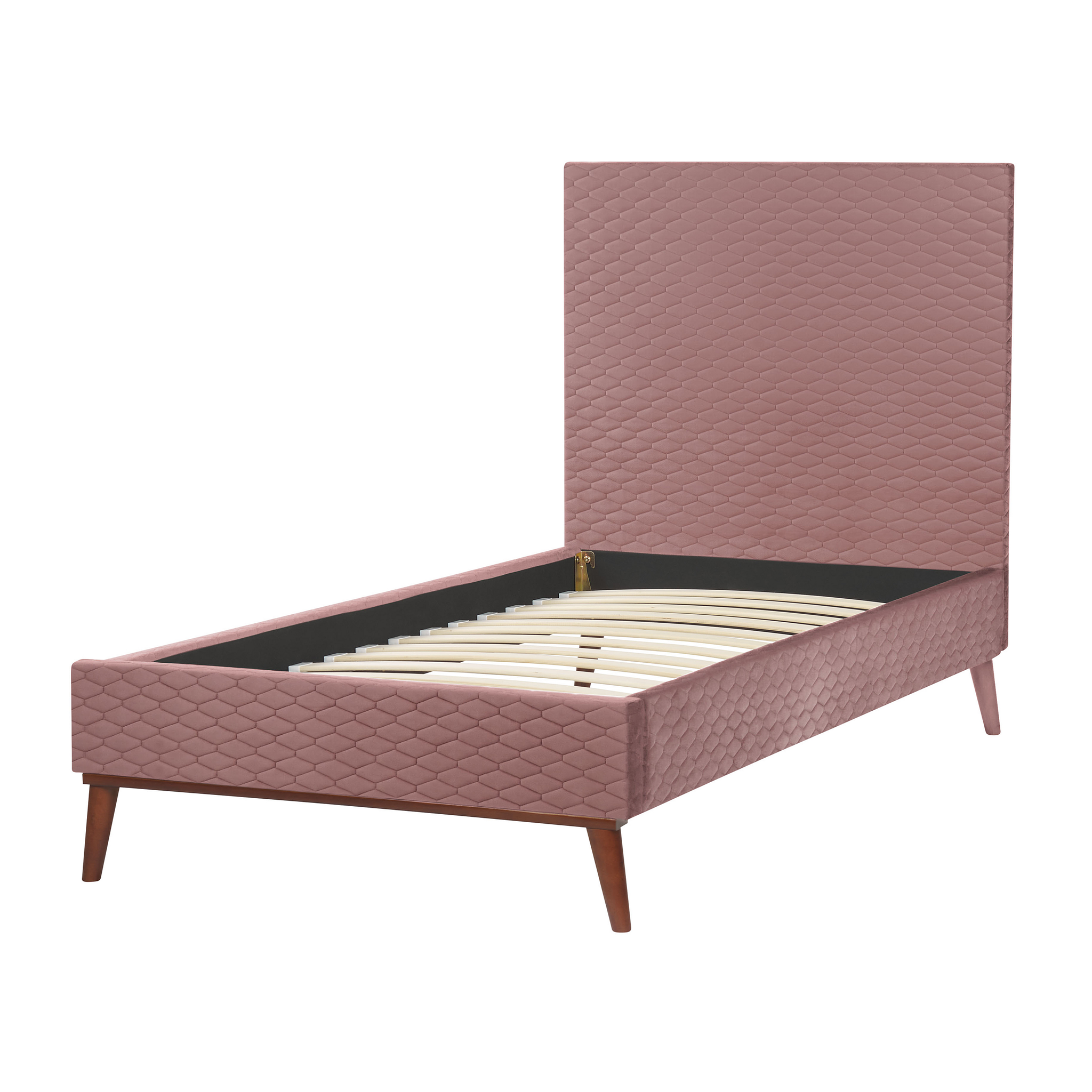 Beliani BAYONNE - Eenpersoonsbed - Roze - 90 x 200 cm - Fluweel