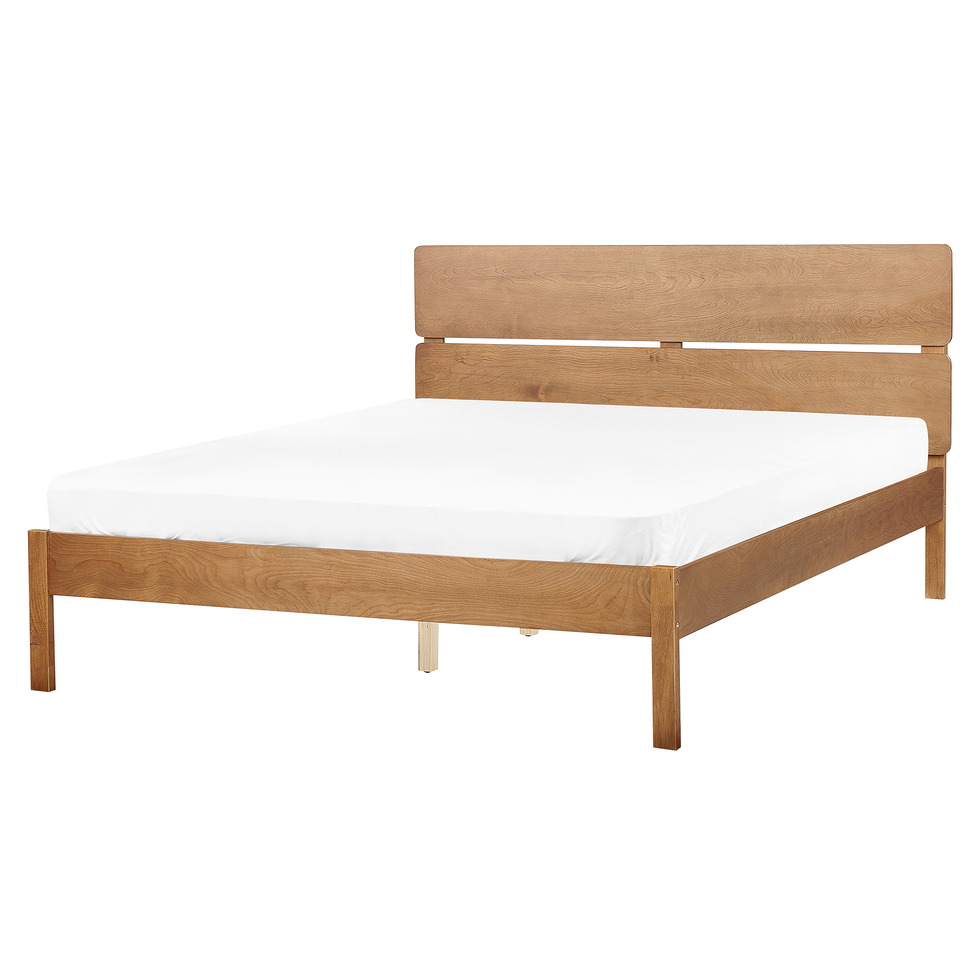 Beliani BOISSET  - Bed met LED - Lichthout - 160 x 200 cm - Rubberhout