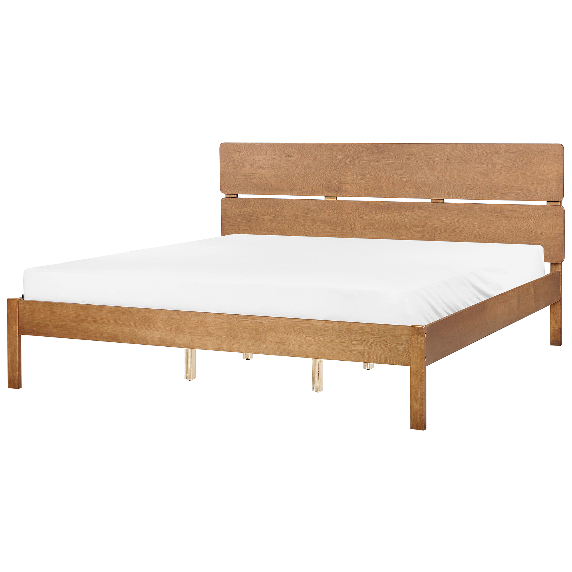 Beliani BOISSET  - Bed met LED - Lichthout - 180 x 200 cm - Rubberhout
