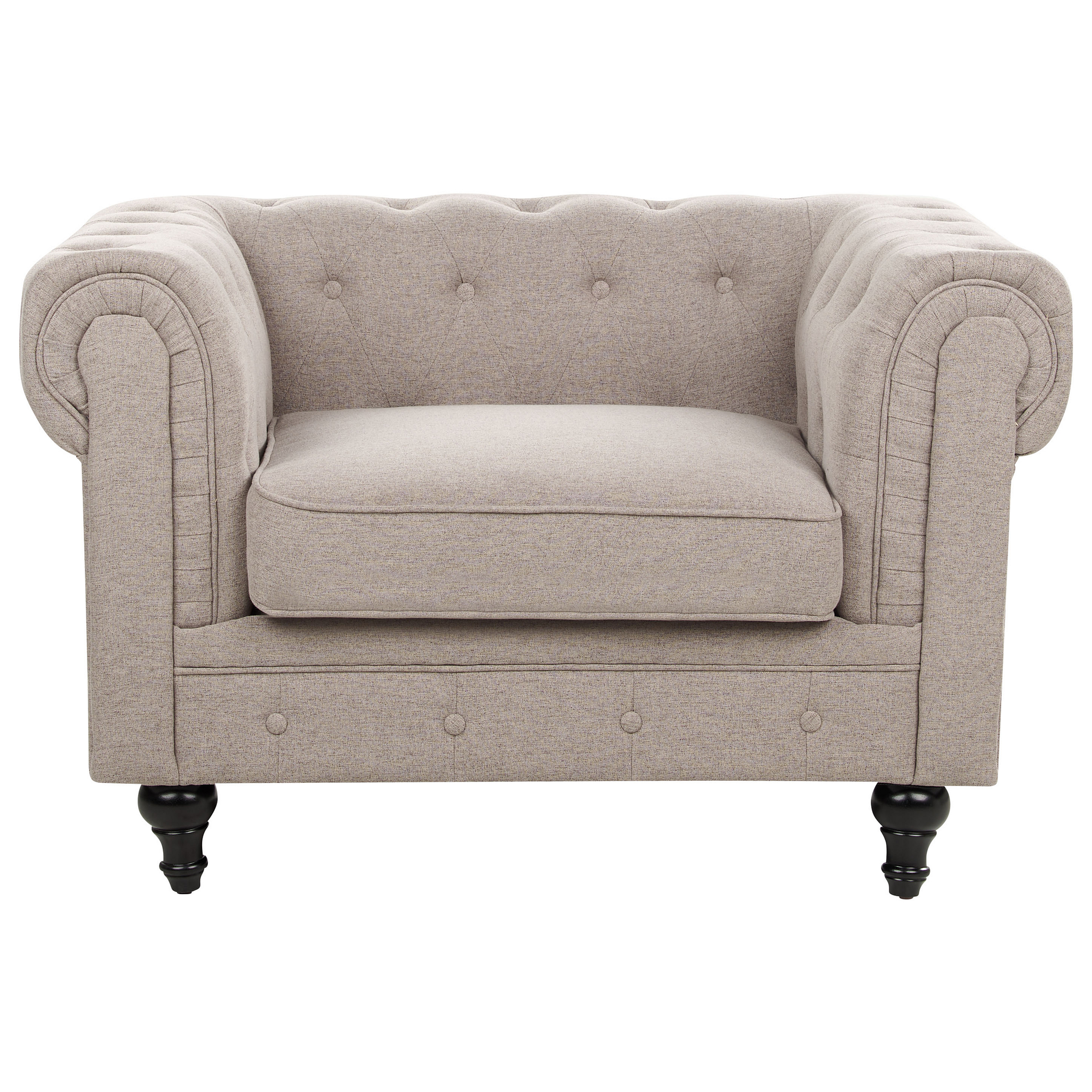 Beliani CHESTERFIELD - Chesterfield fauteuil - Taupe - Polyester