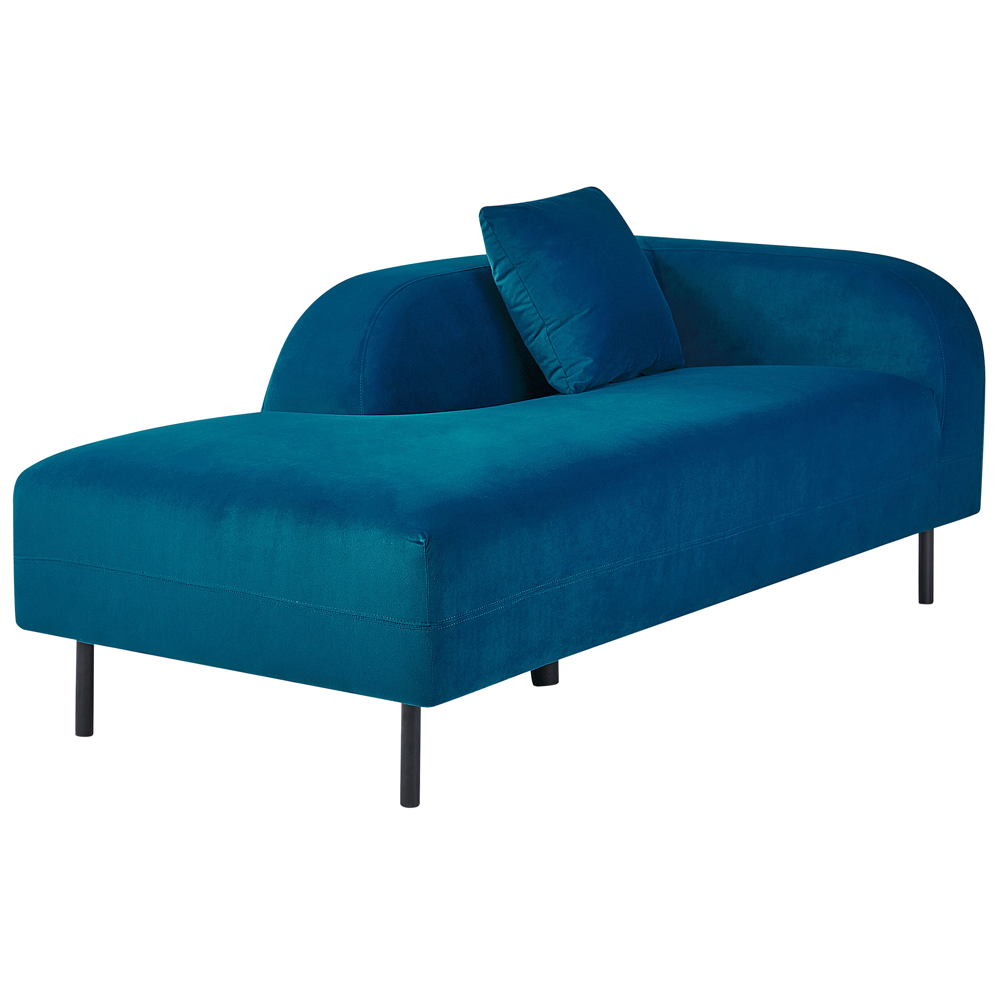 Beliani LE CRAU - Chaise longue - Blauw - Rechtszijdig - Fluweel