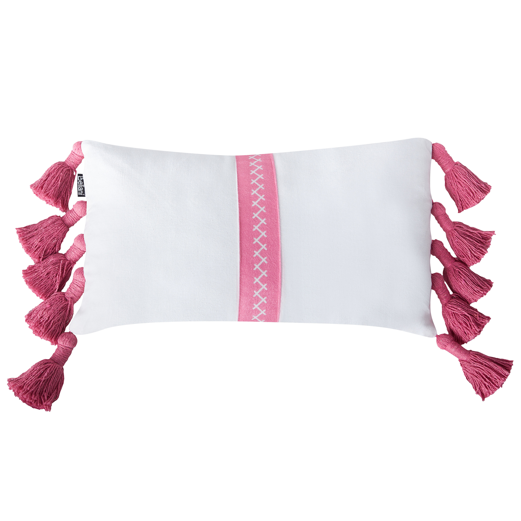 Beliani LOVELY - Sierkussen set van 2 - Wit/Roze - 30 x 50 cm - Katoen