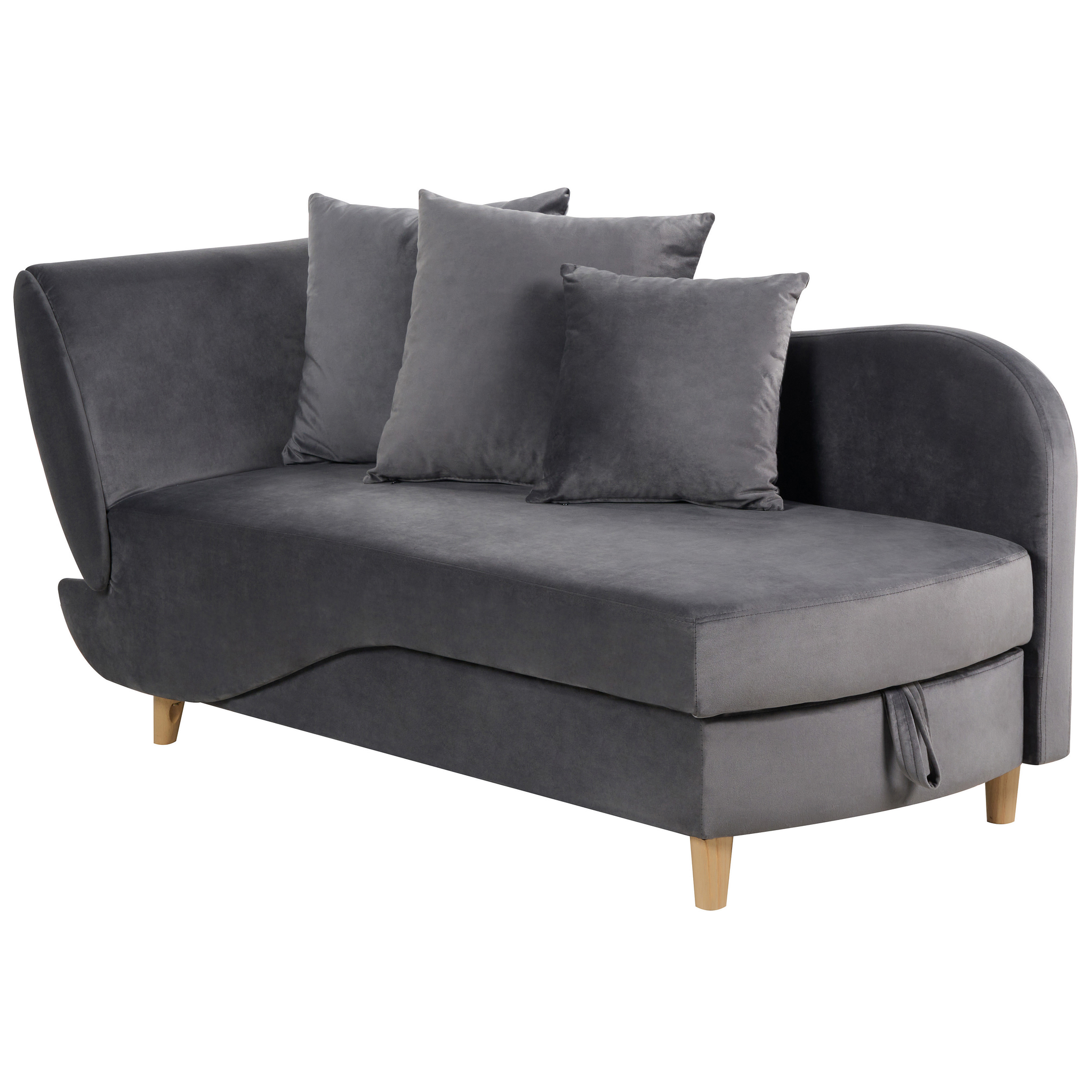 Beliani MERI II - Chaise longue opberg - Donkergrijs - Linkerzijde - Fluweel