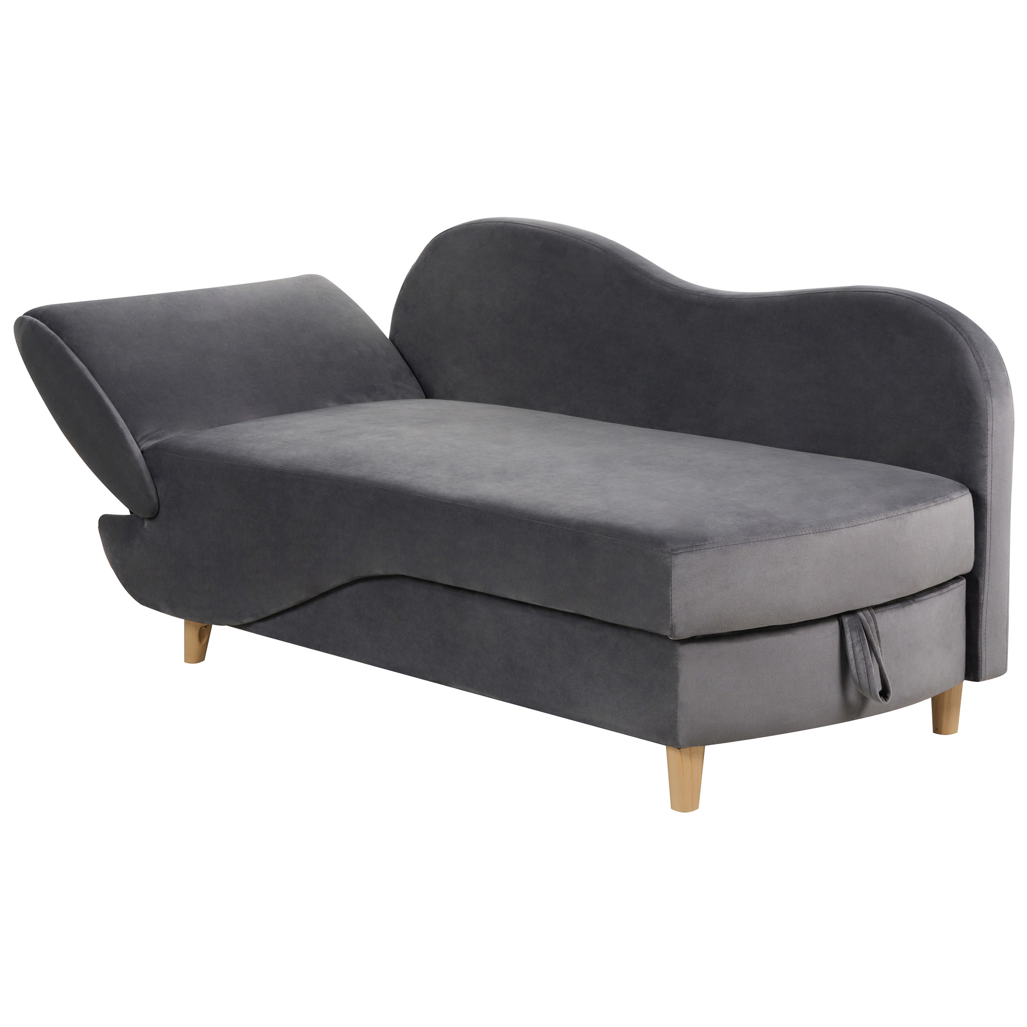 Beliani MERI II - Chaise longue opberg - Donkergrijs - Linkerzijde - Fluweel