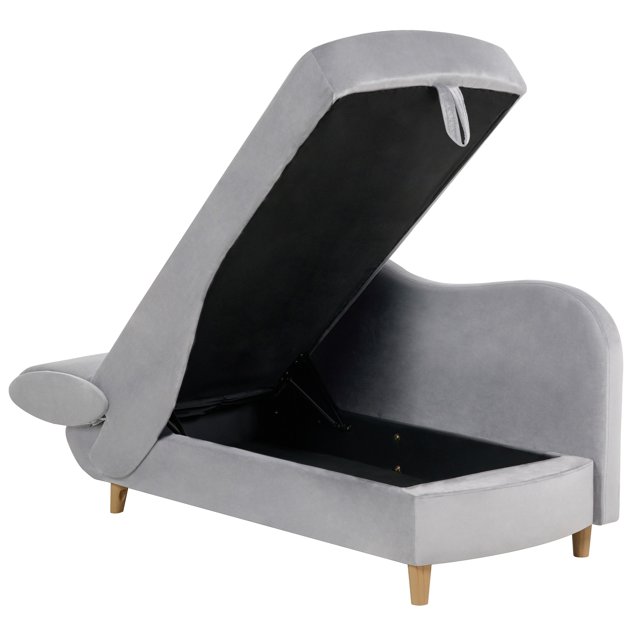 Beliani MERI II - Chaise longue opberg - Lichtgrijs - Linkerzijde - Fluweel