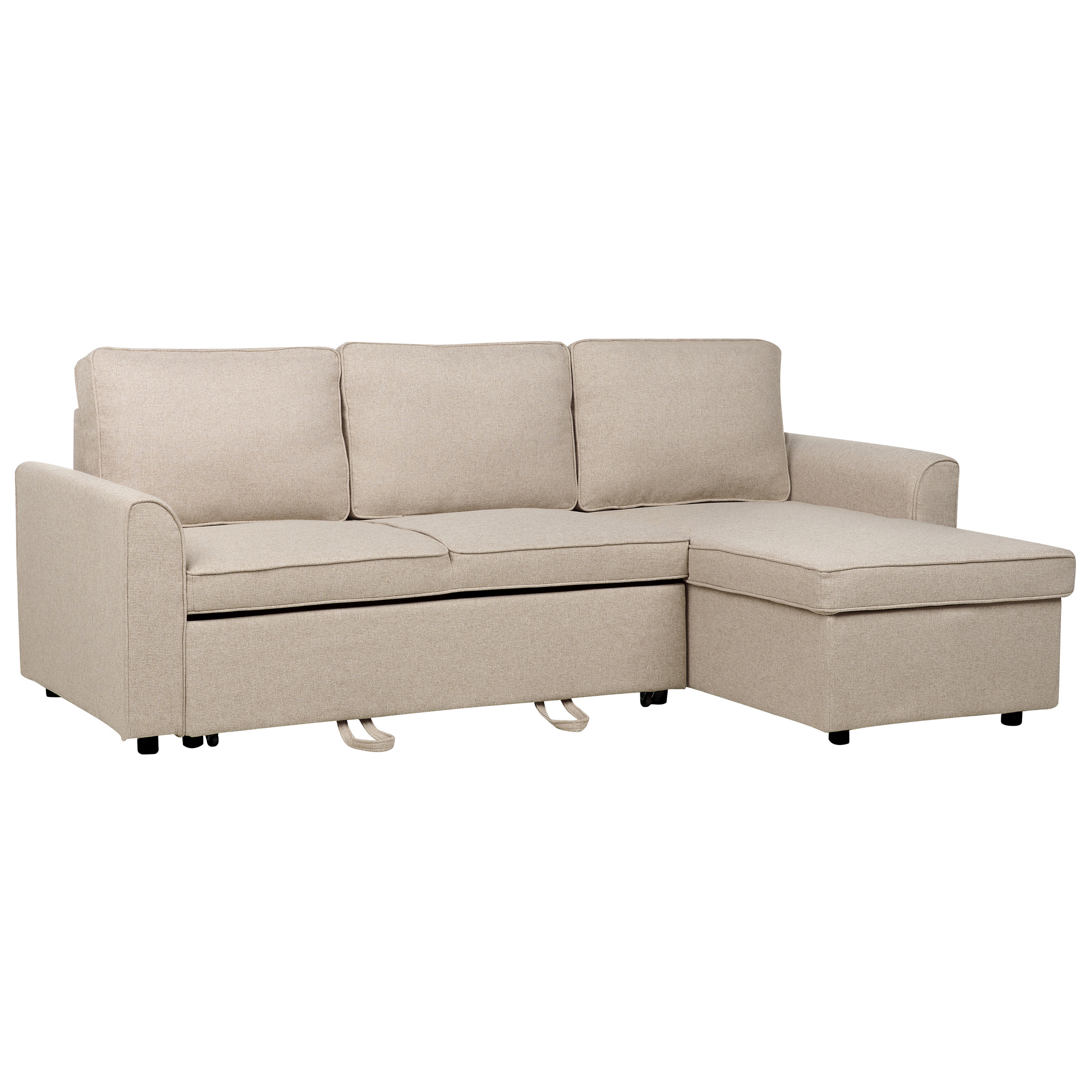 Beliani NESNA - Hoekslaapbank - Beige - Linkszijdig - 228 cm - Polyester