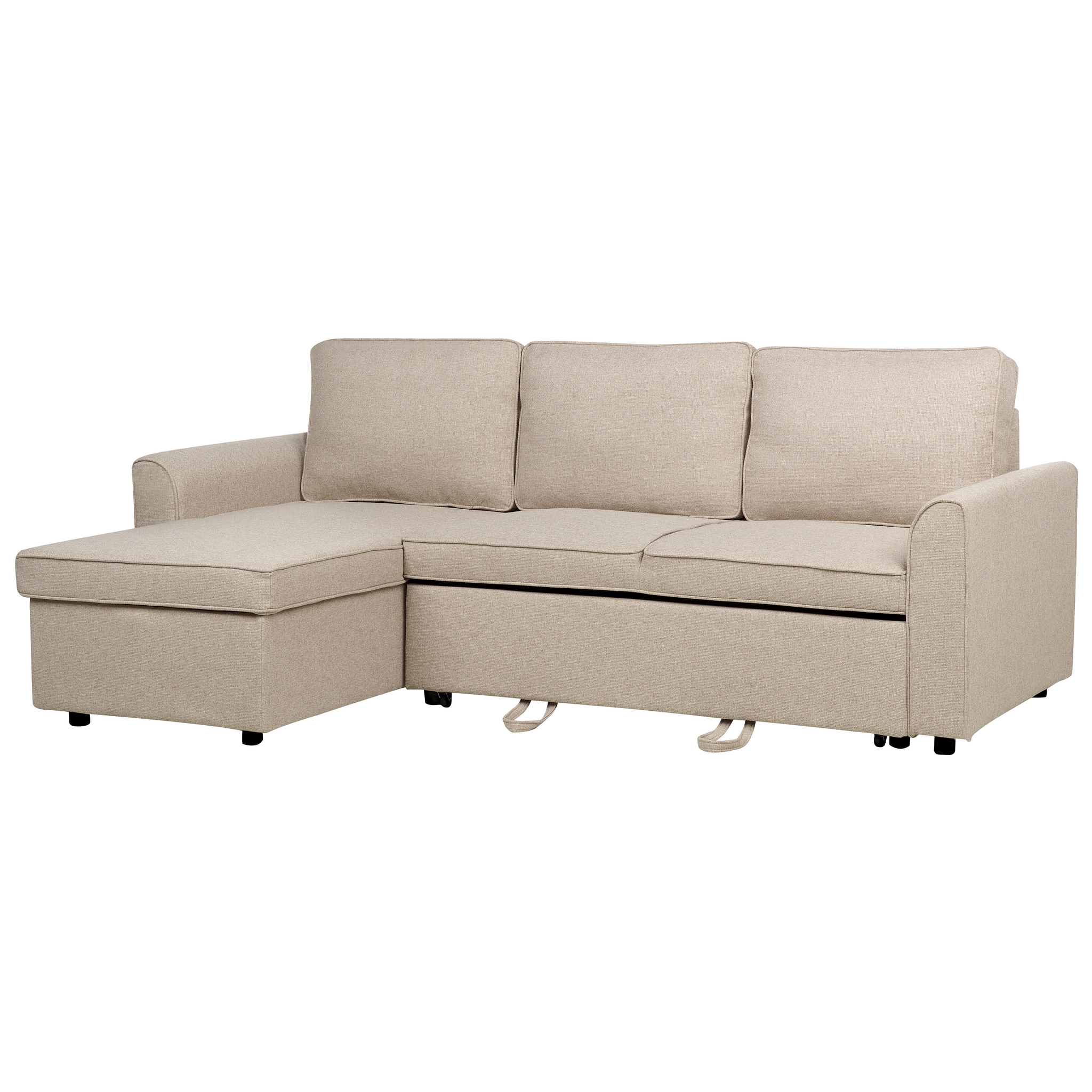 Beliani NESNA - Hoekslaapbank - Beige - Rechterzijde - 228 cm - Polyester