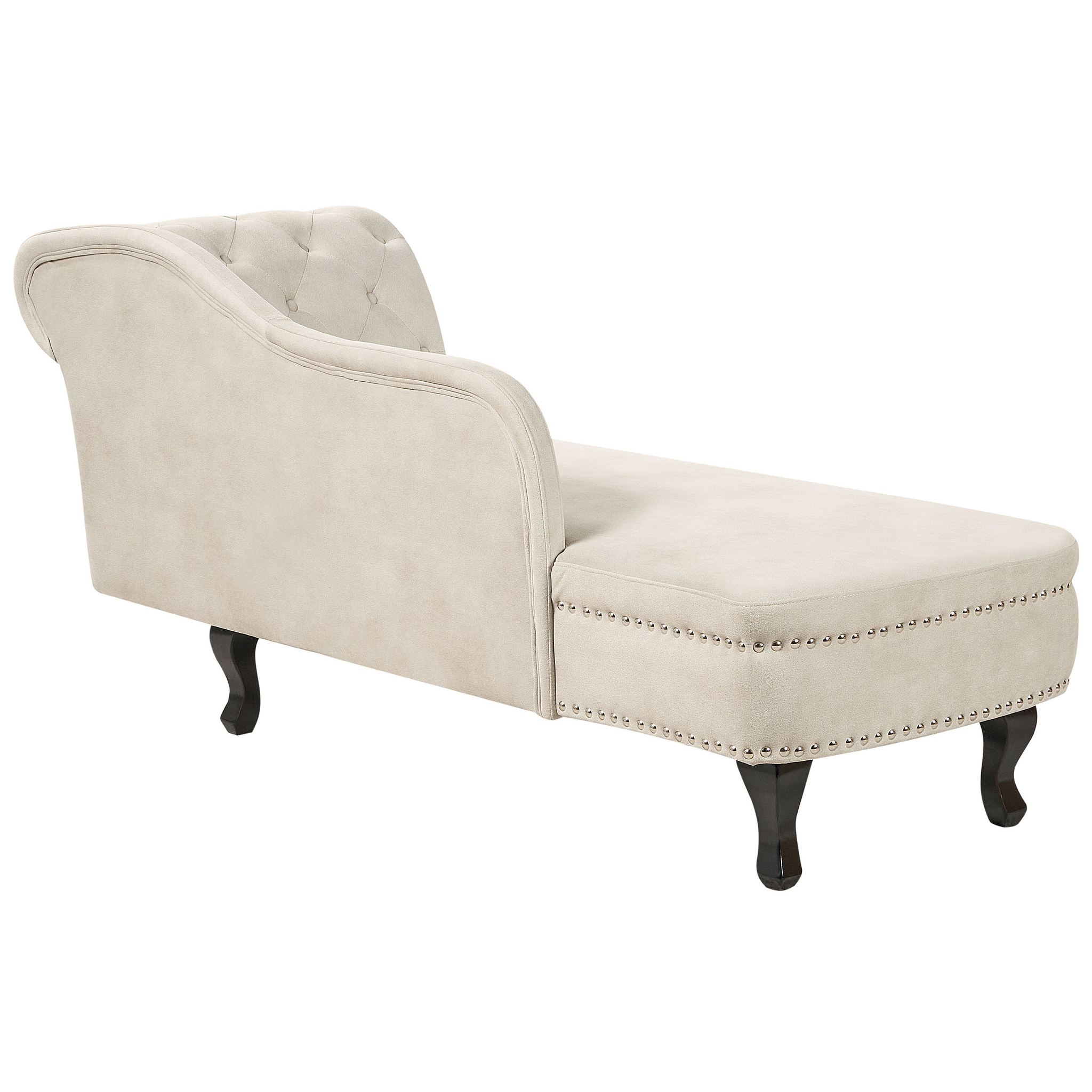 Beliani NIMES - Chaise longue - Lichtbeige - Rechtszijdig - Fluweel