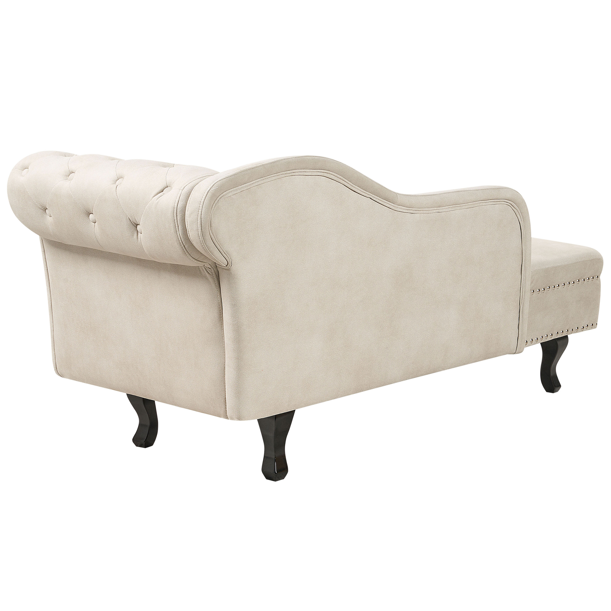 Beliani NIMES - Chaise longue - Lichtbeige - Rechtszijdig - Fluweel