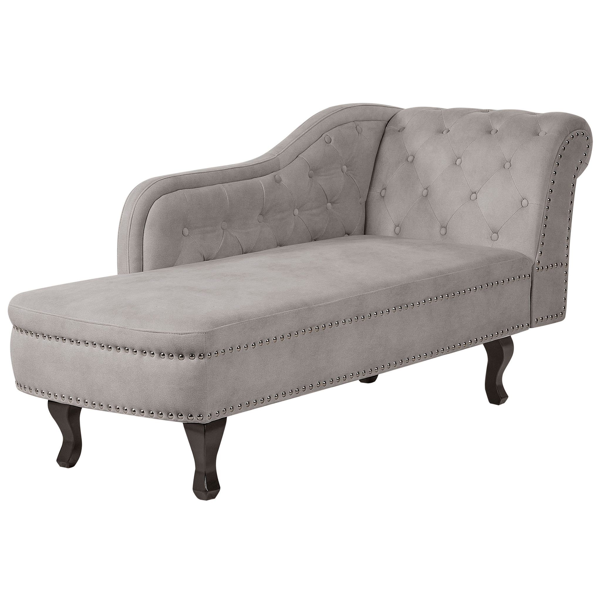 Beliani NIMES - Chaise longue - Taupe - Rechtszijdig - Fluweel