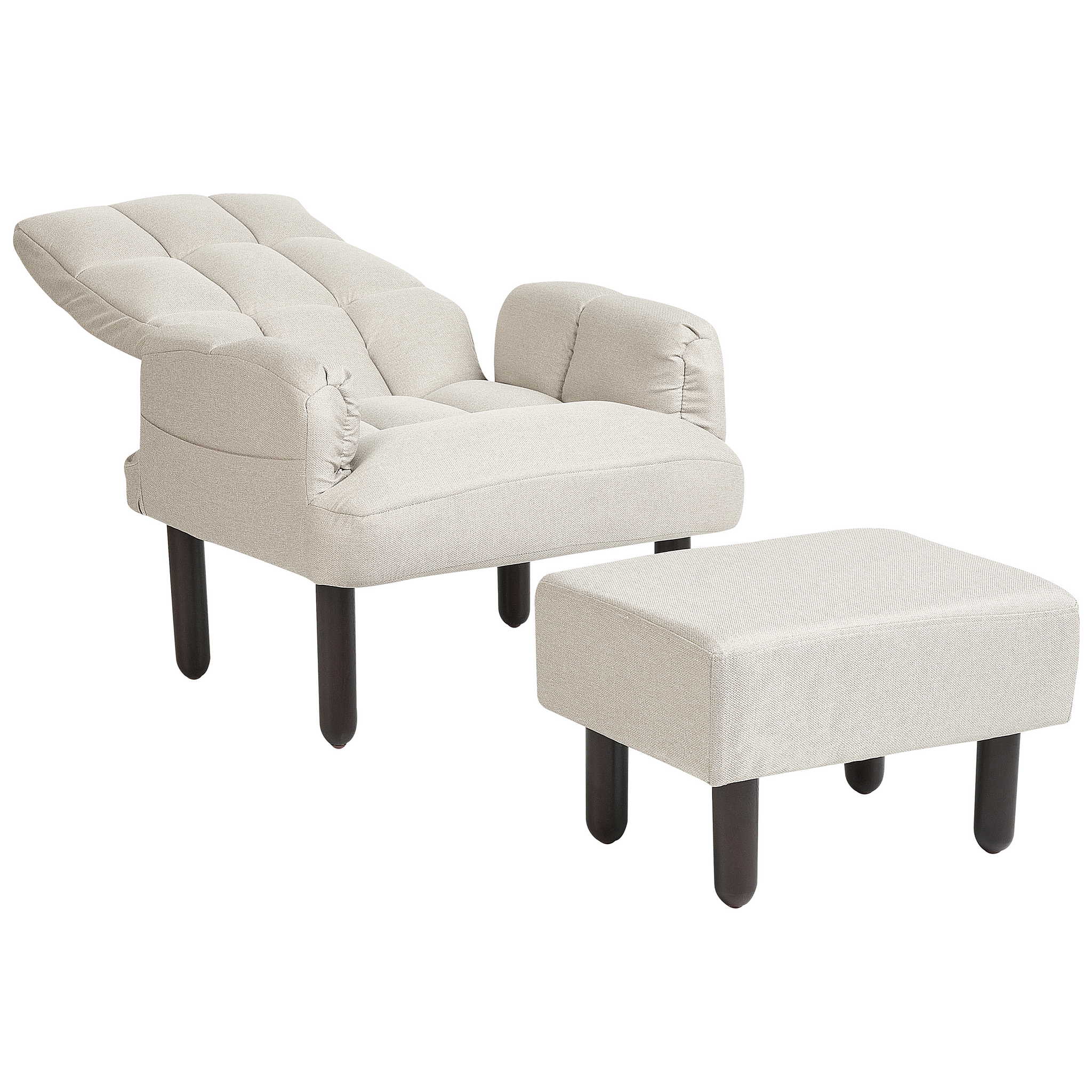 Beliani OLAND - Fauteuil met hocker - Beige - Linnen