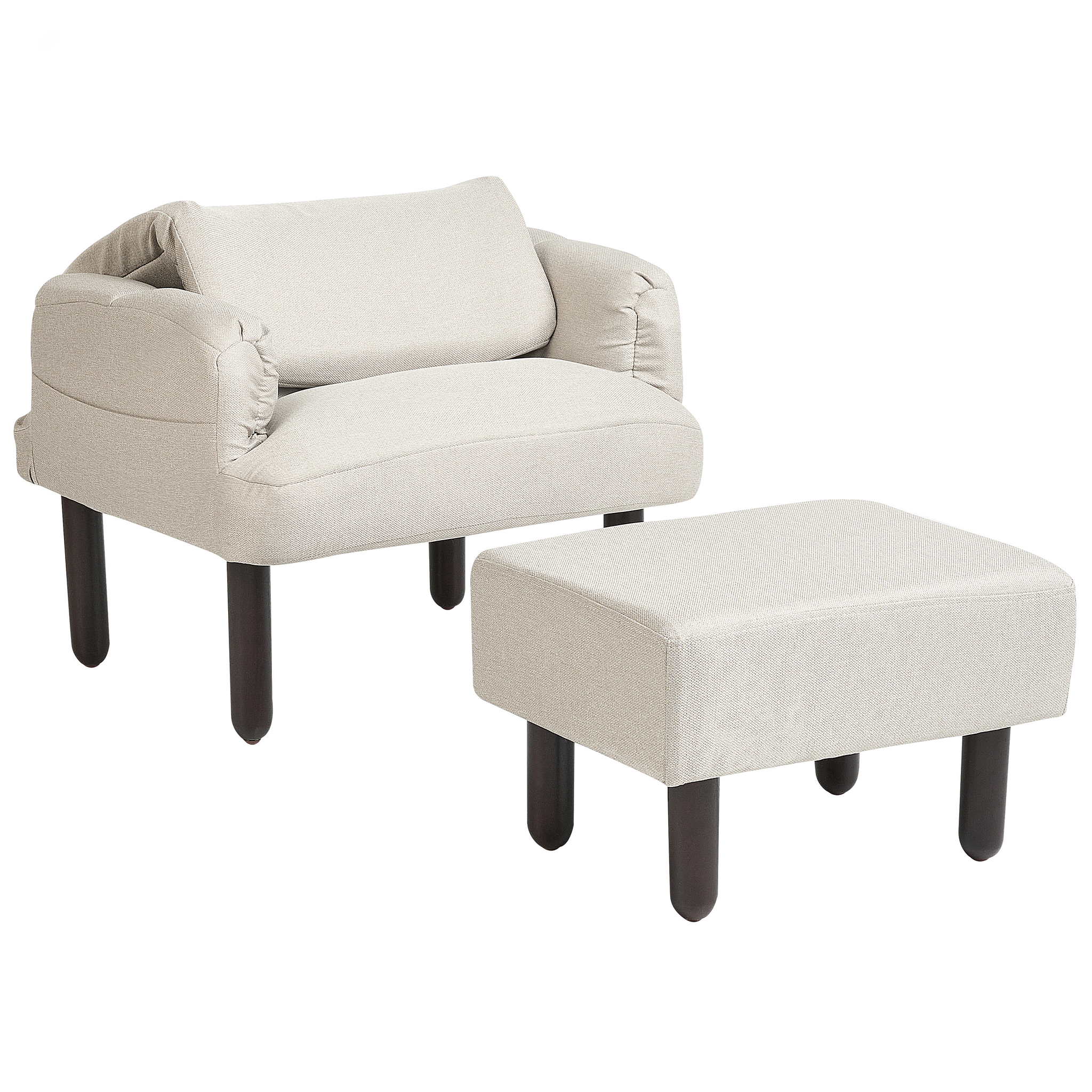 Beliani OLAND - Fauteuil met hocker - Beige - Linnen