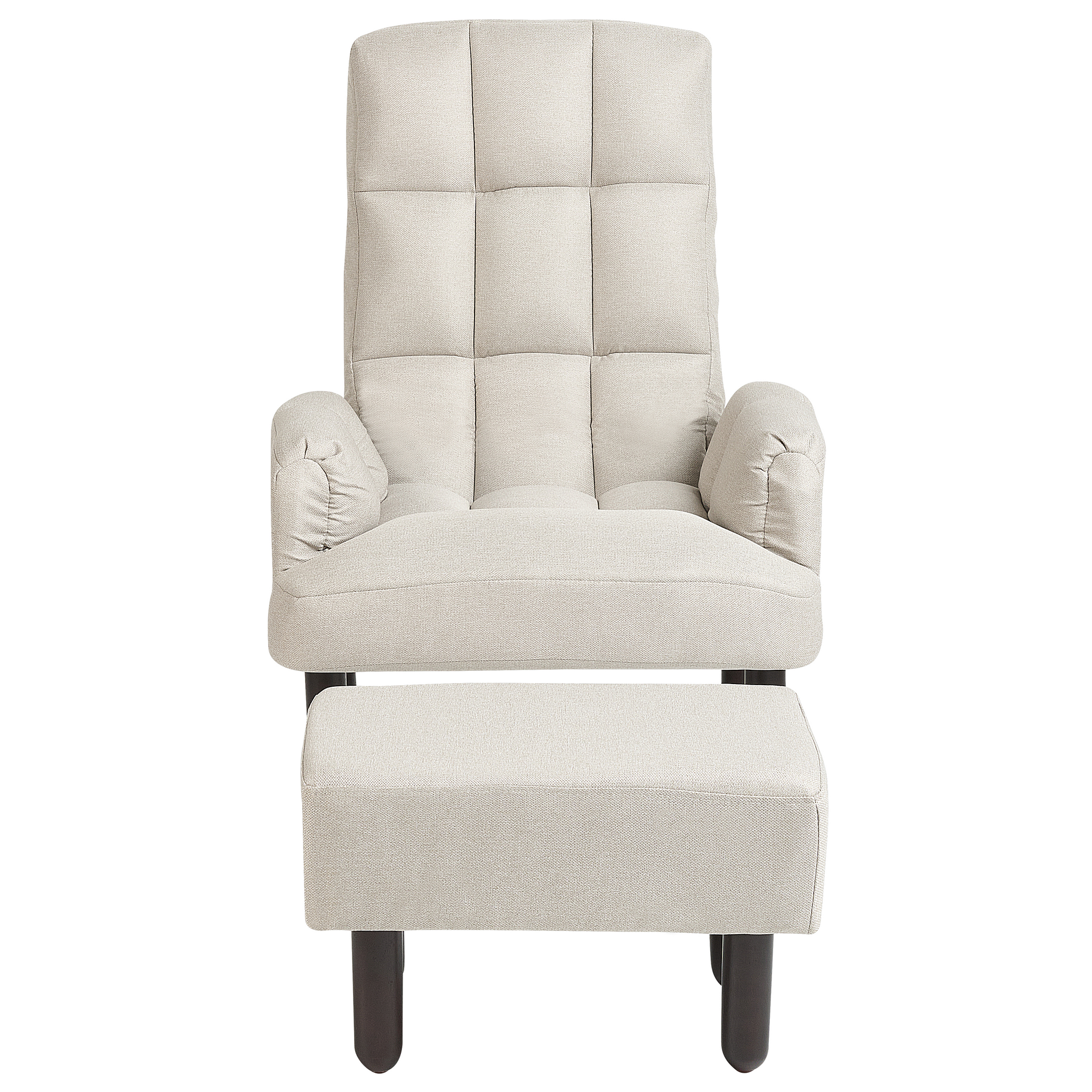 Beliani OLAND - Fauteuil met hocker - Beige - Linnen