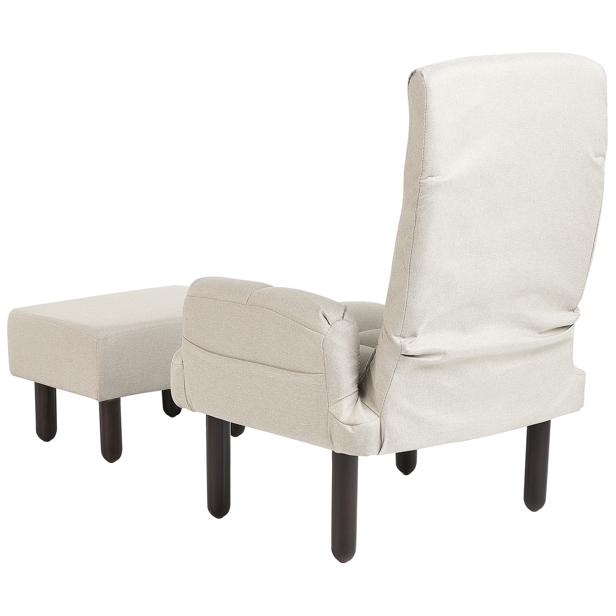 Beliani OLAND - Fauteuil met hocker - Beige - Linnen