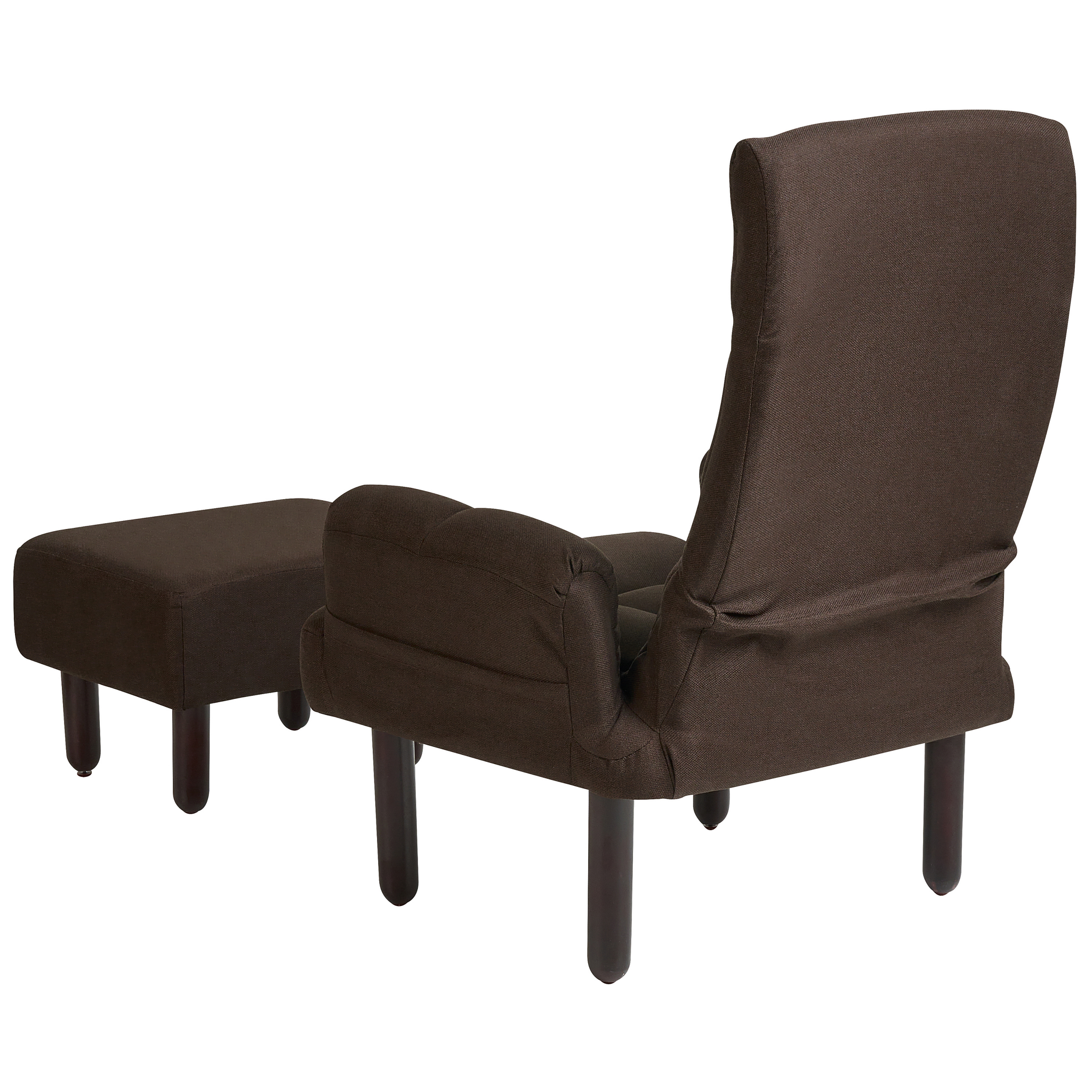 Beliani OLAND - Fauteuil met hocker - Bruin - Linnen