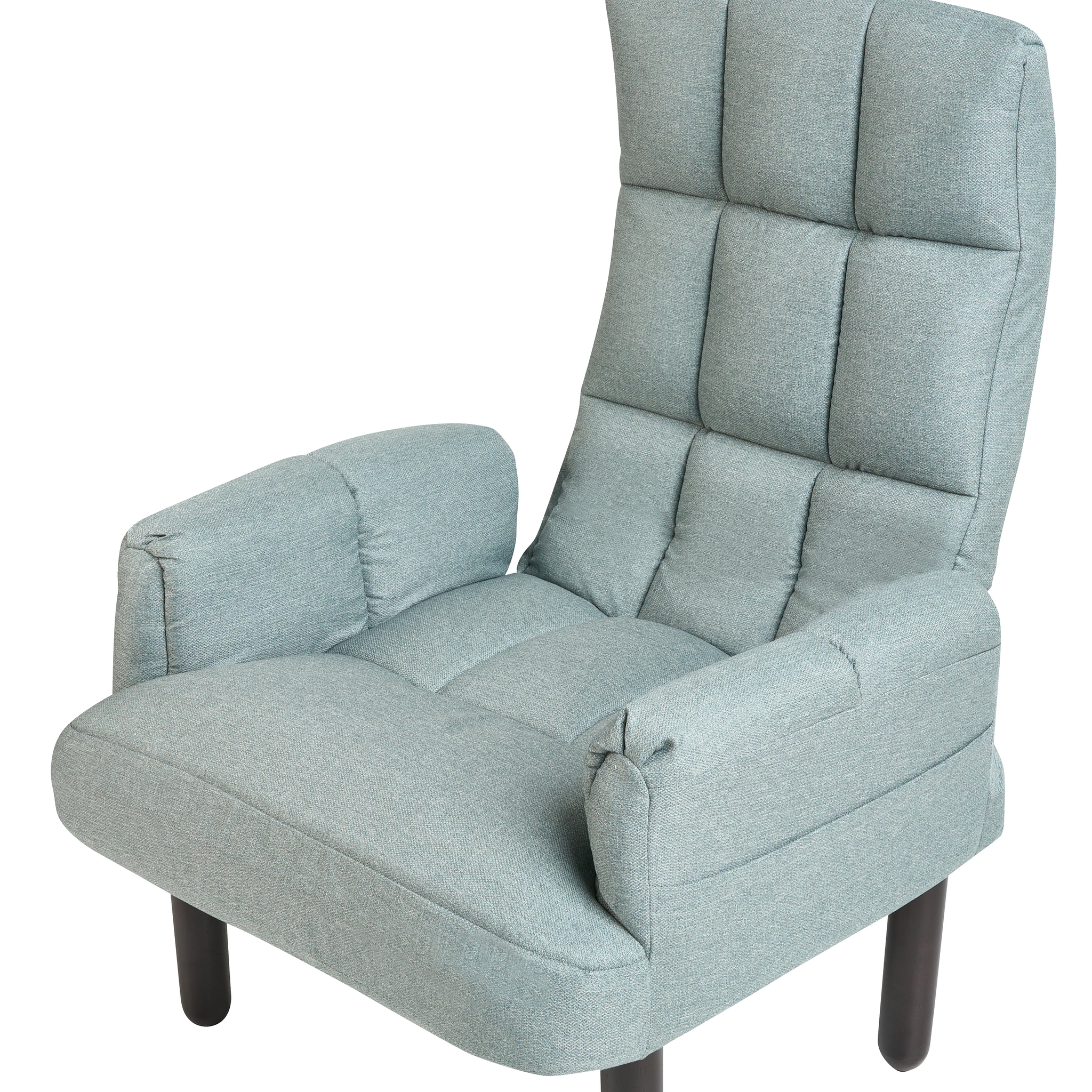 Beliani OLAND - Fauteuil met hocker - Mintgrijs - Linnen