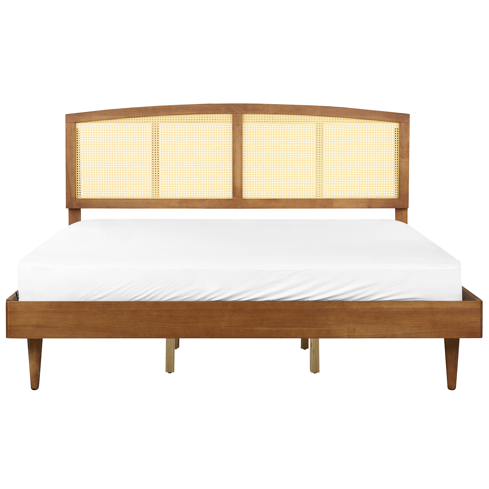 Beliani VARZY  - Bed met LED - Lichtbruin - 180 x 200 cm - Rubberhout