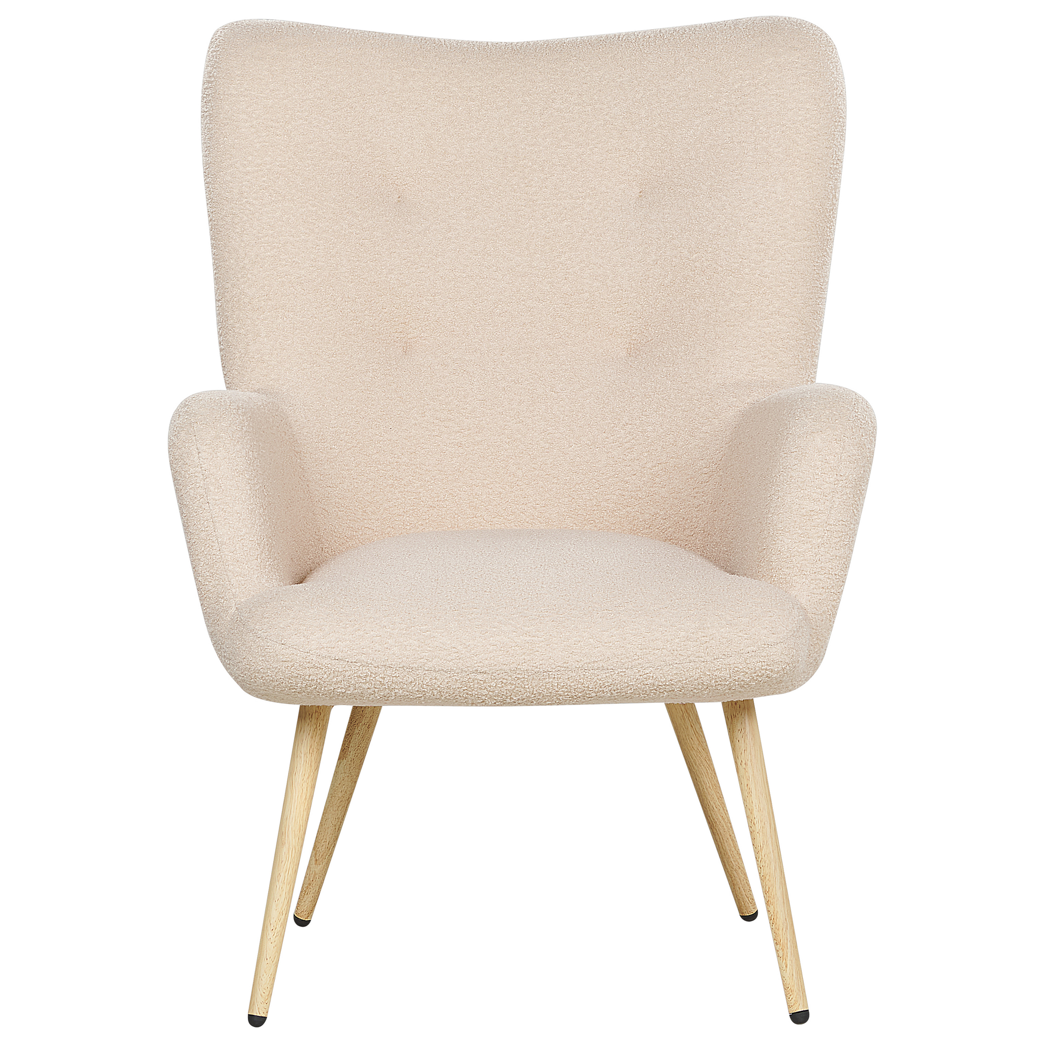 Beliani VEJLE II - Fauteuil met hocker - Beige - Bouclé