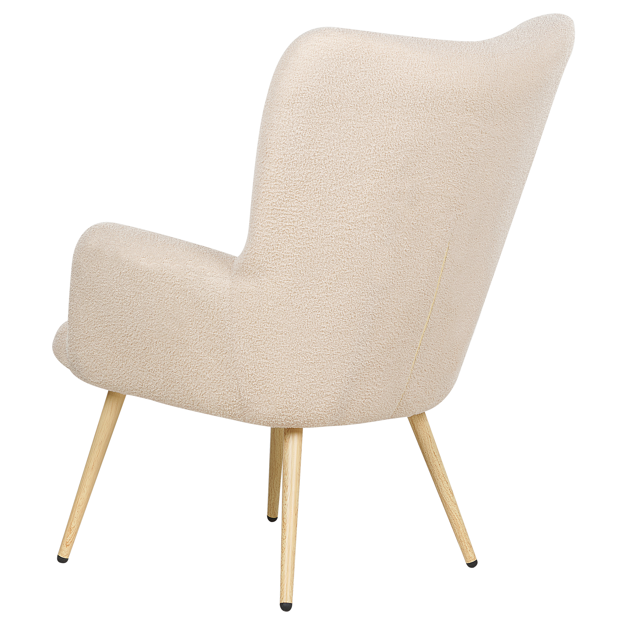 Beliani VEJLE II - Fauteuil met hocker - Beige - Bouclé