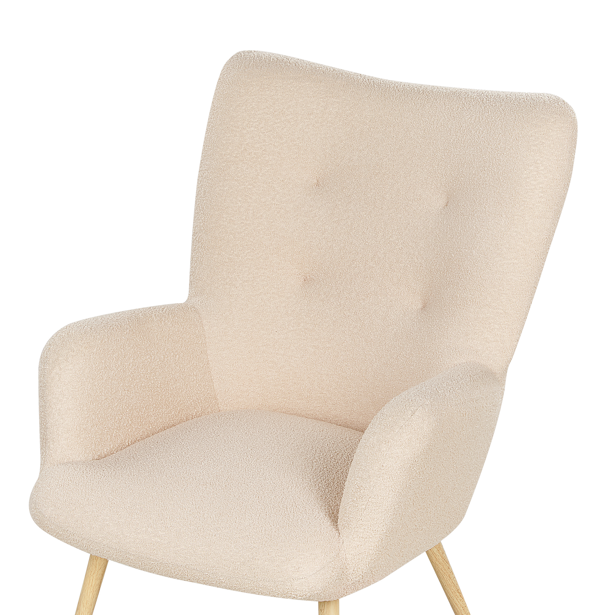 Beliani VEJLE II - Fauteuil met hocker - Beige - Bouclé