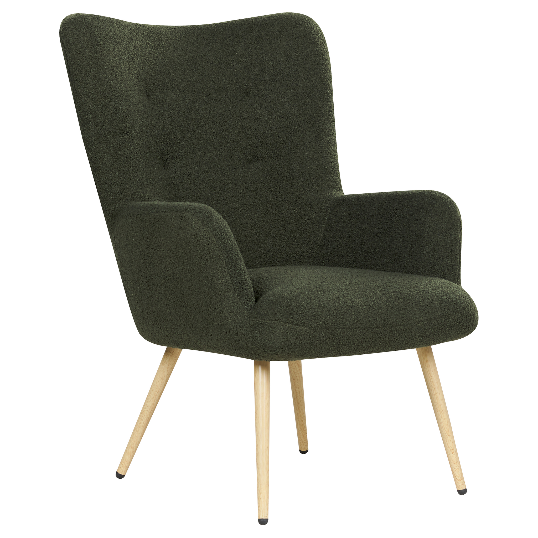 Beliani VEJLE II - Fauteuil met hocker - Donkergroen - Bouclé