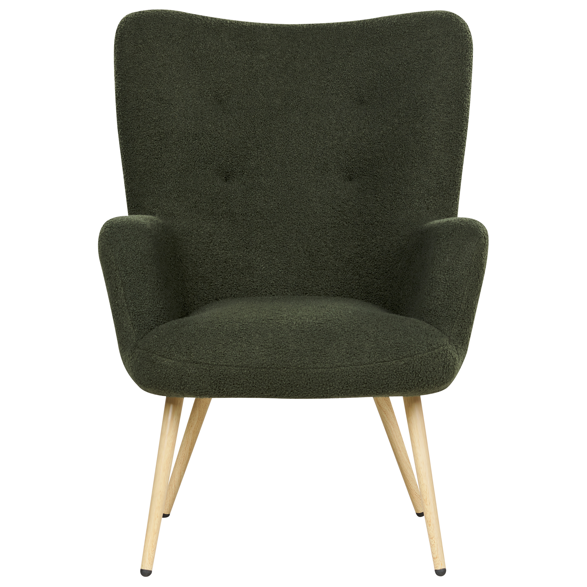 Beliani VEJLE II - Fauteuil met hocker - Donkergroen - Bouclé