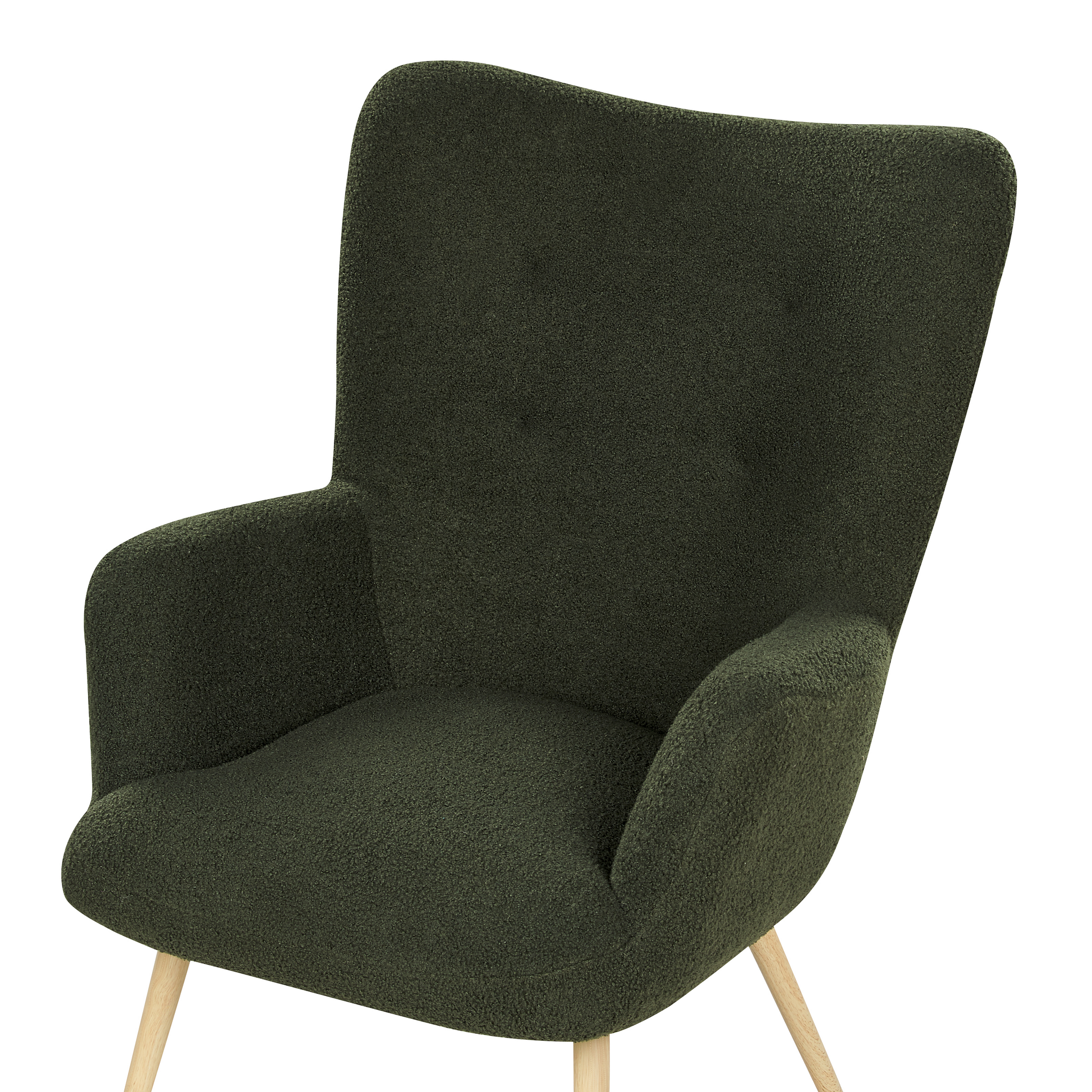 Beliani VEJLE II - Fauteuil met hocker - Donkergroen - Bouclé