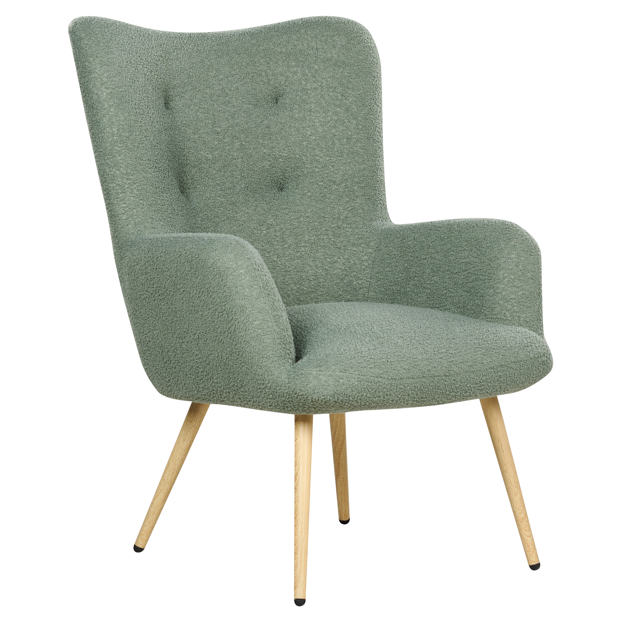 Beliani VEJLE II - Fauteuil met hocker - Lichtgroen - Bouclé