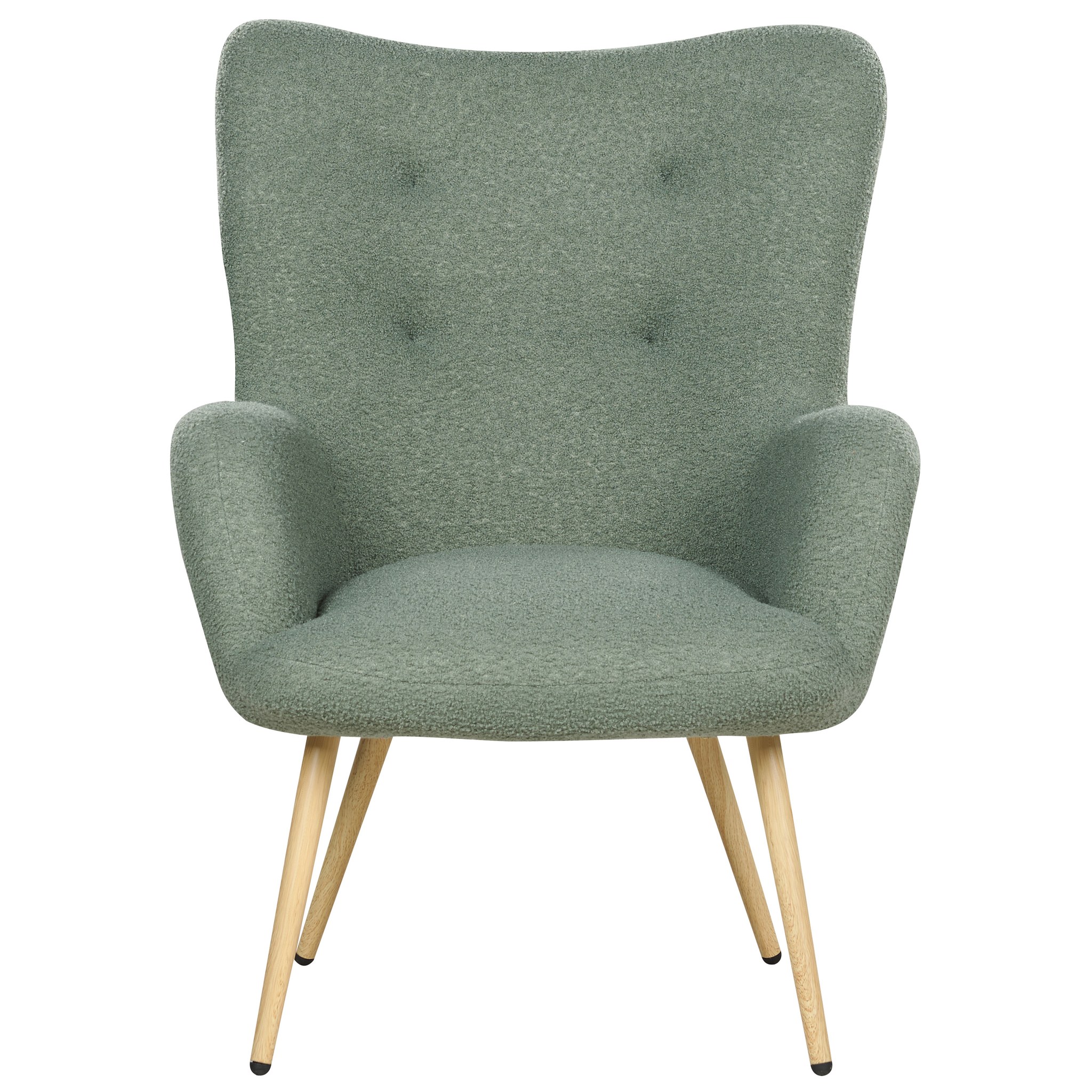 Beliani VEJLE II - Fauteuil met hocker - Lichtgroen - Bouclé