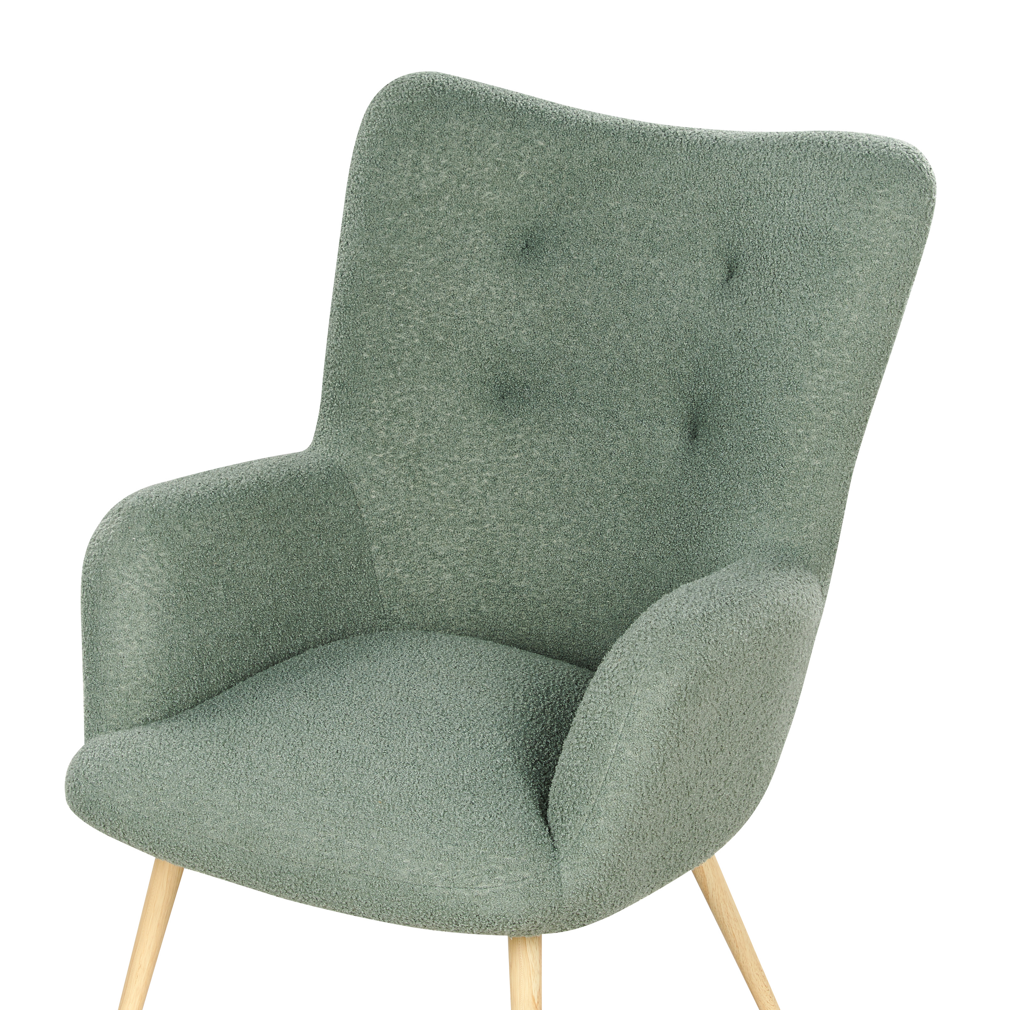 Beliani VEJLE II - Fauteuil met hocker - Lichtgroen - Bouclé