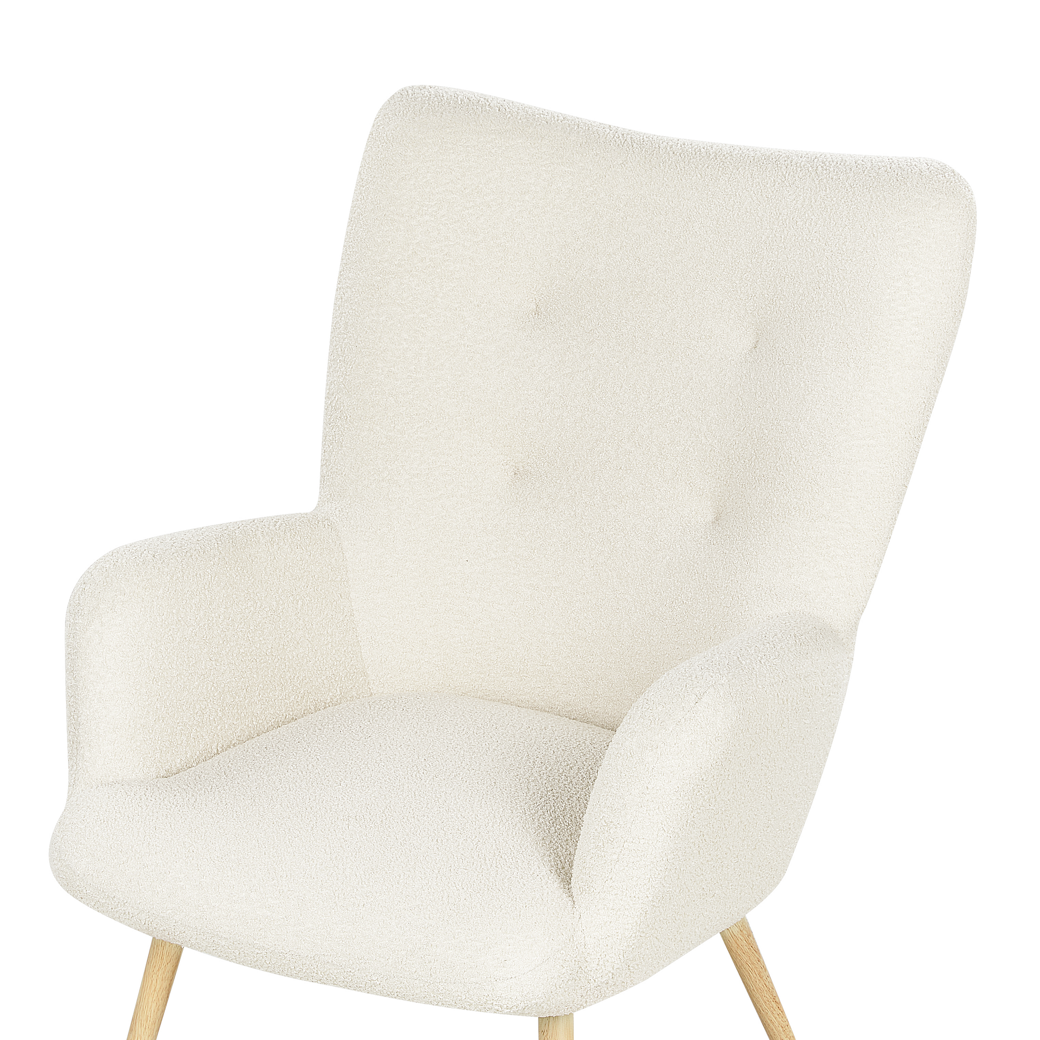 Beliani VEJLE  II- Fauteuil met hocker - Wit - Bouclé