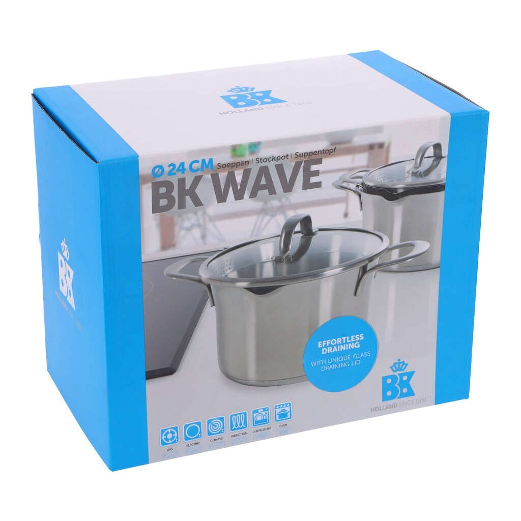 BK Wave Soeppan 24 cm RVS/Glas