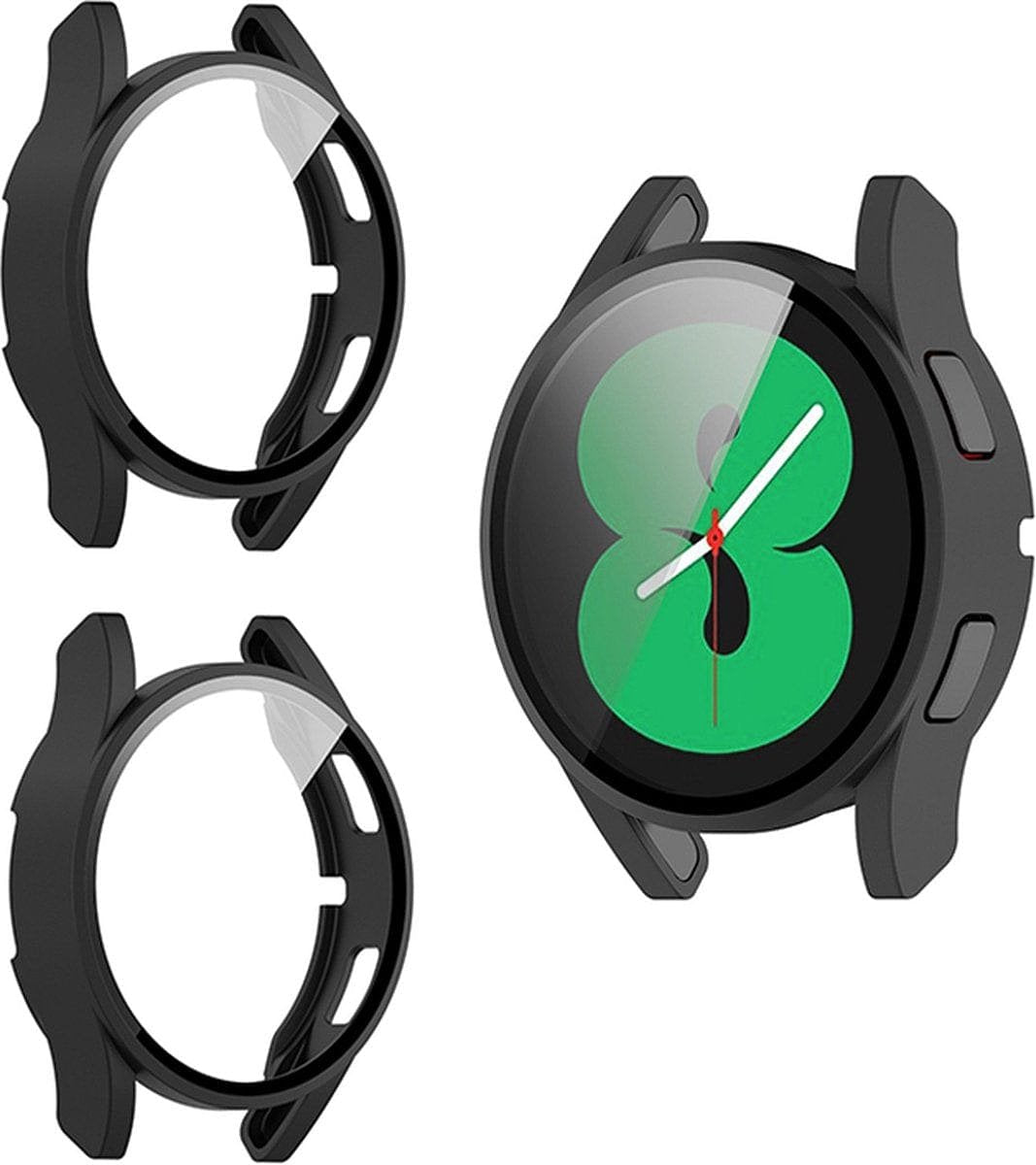 Bumper Screenprotector Set Geschikt Voor Samsung Galaxy Watch 4 44mm - 2 Stuks - Zwart