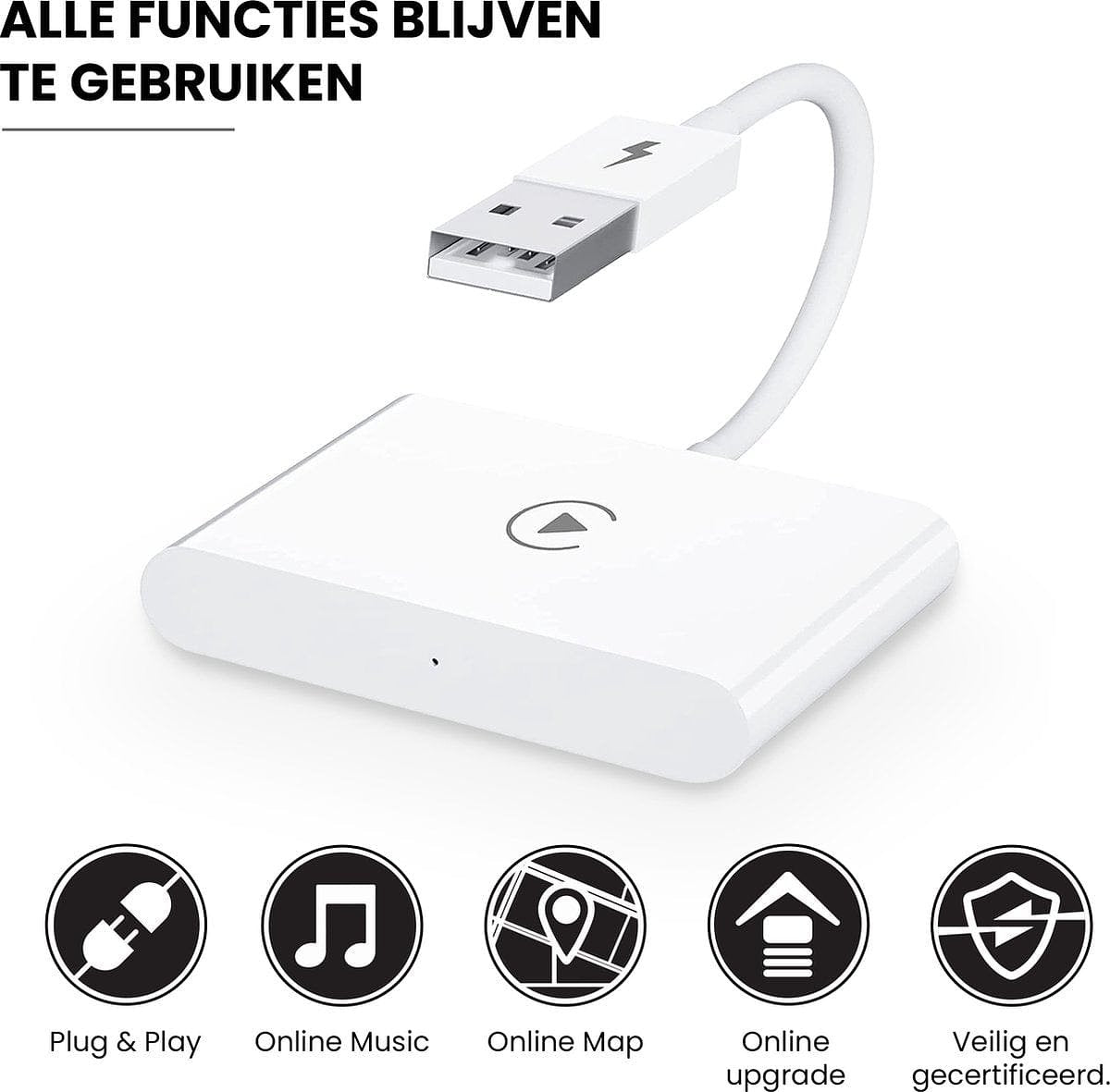 Car Dongle Wireless USB Adapter Geschikt voor Apple Auto CarPlay - Draadloos verbinden