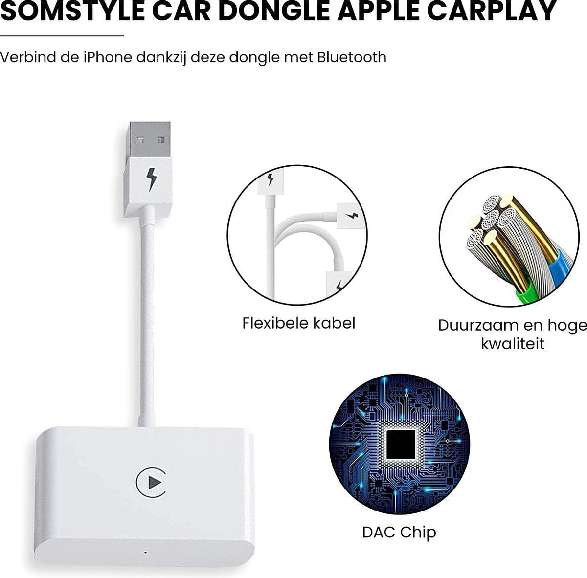 Car Dongle Wireless USB Adapter Geschikt voor Apple Auto CarPlay - Draadloos verbinden