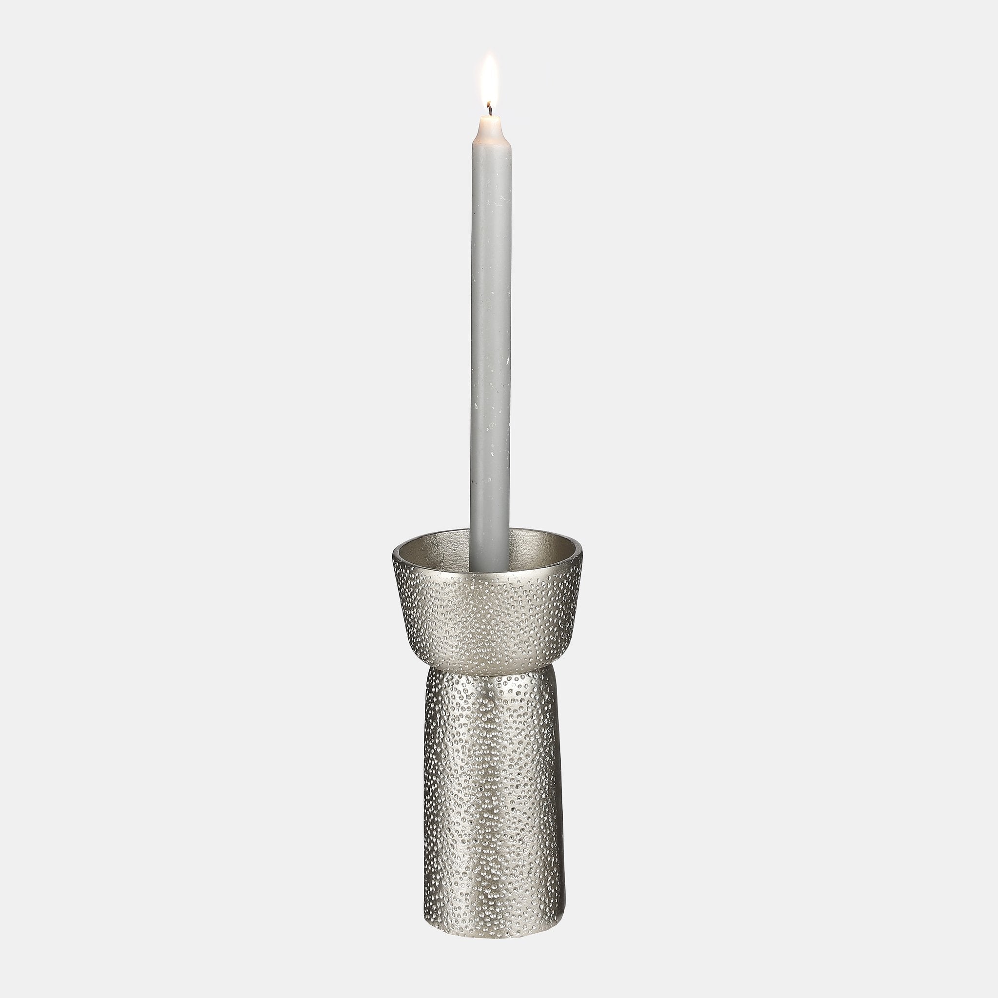 Casa Vivante Dakar Candlestick - H22 x Ø11 cm - Aluminium - Antique Silver