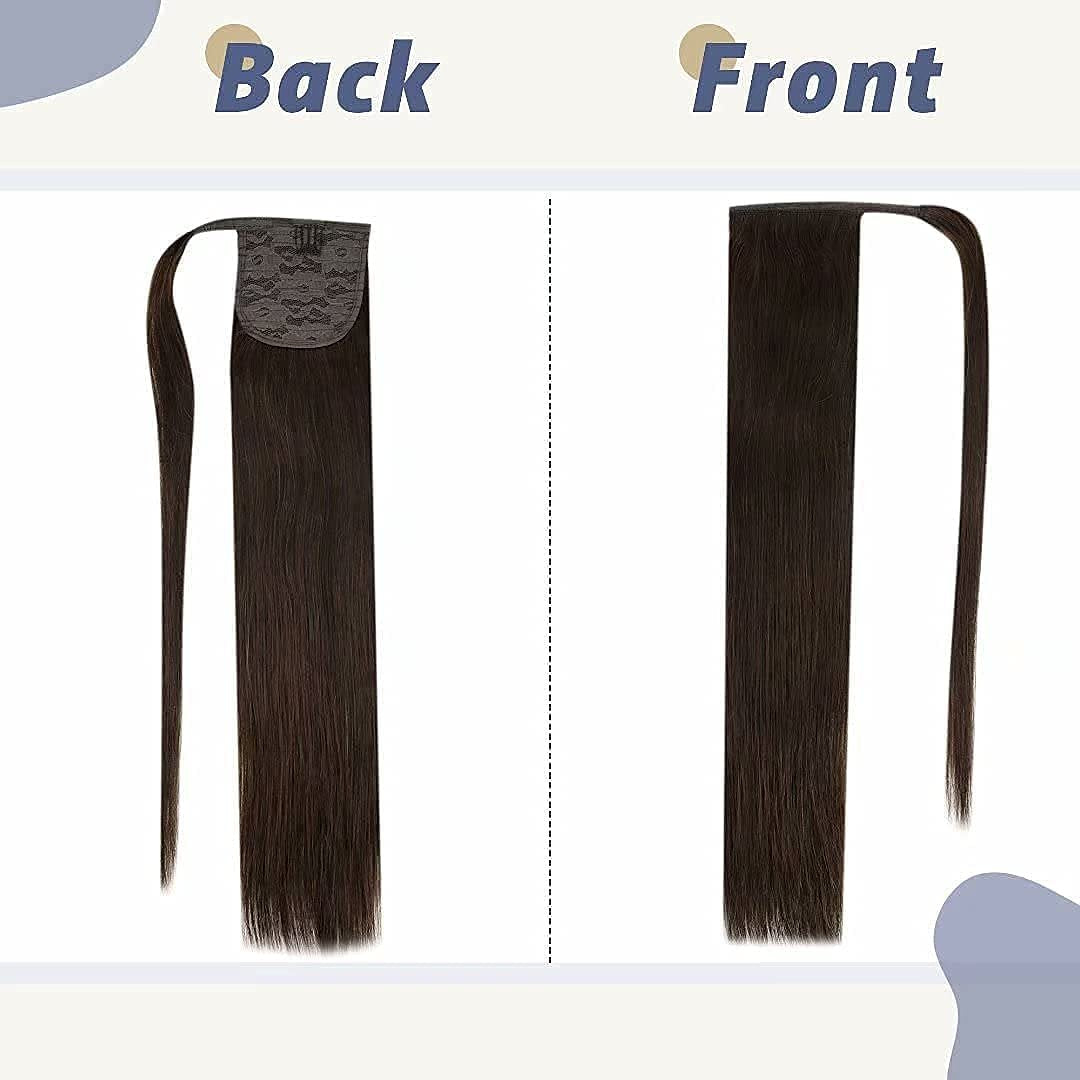 Clip-In Paardenstaartverlenging | 55CM  | 100 Gram | Kleur #2 Donkerbruin | Verfbaar | Clip-in