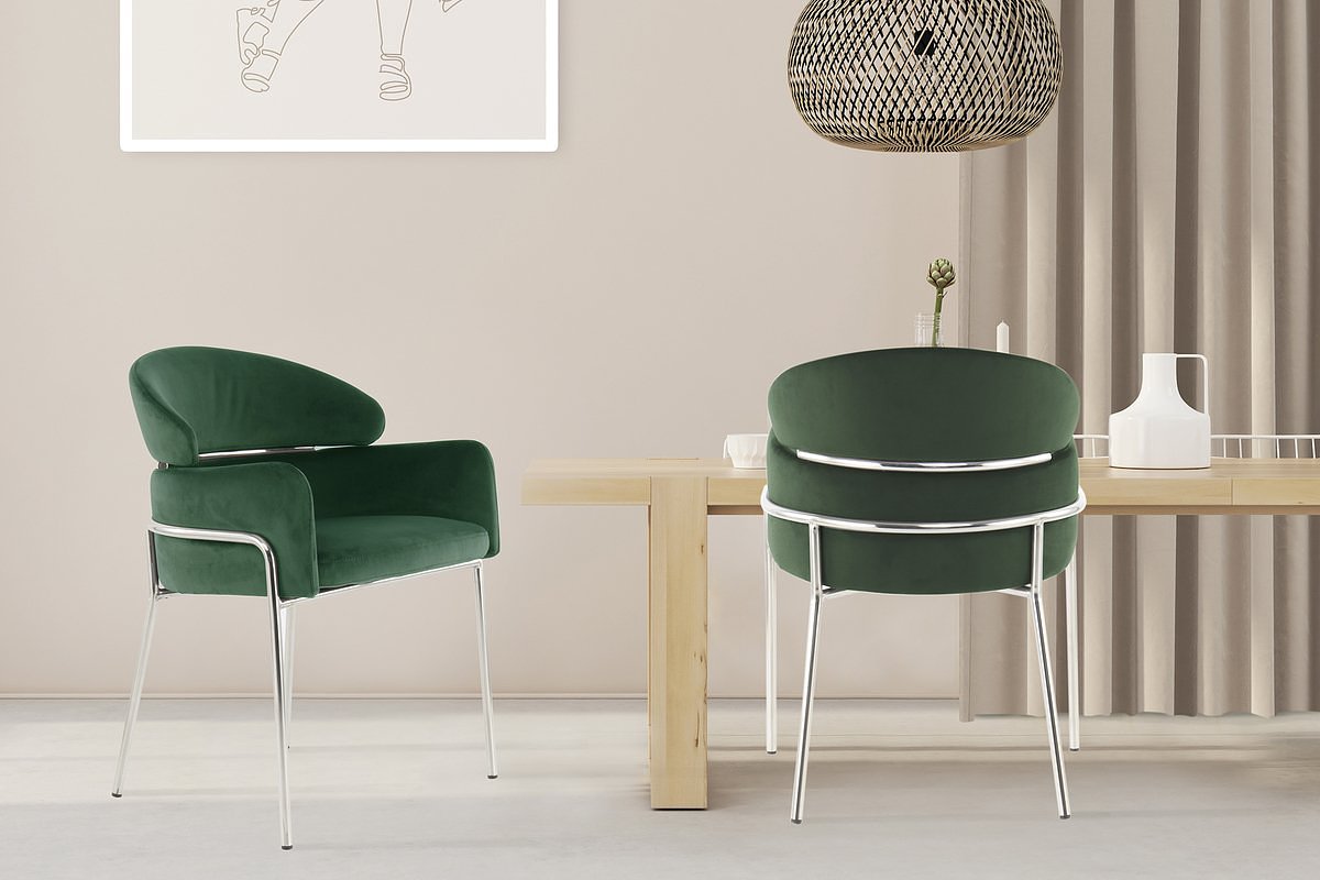 Lalee Avenue Chair Elva 100-IN Green / Silver (LxWxH) 57 x 58 x 79 cm