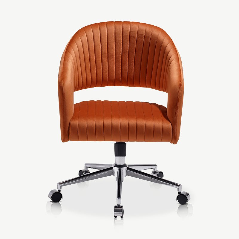 Constance Office Chair, Orange Velvet & Chrome