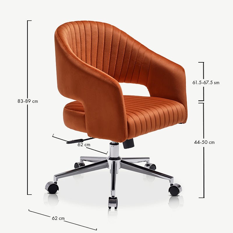 Constance Office Chair, Orange Velvet & Chrome