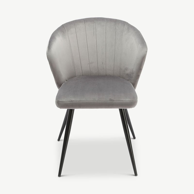 Cooper Dining Chair, Grey Velvet & Black legs