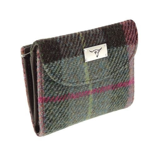 Dames Portemonnee Jura Gedempt Groen & Paars Tartan  - Harris Tweed - Glen Appin of Scotland