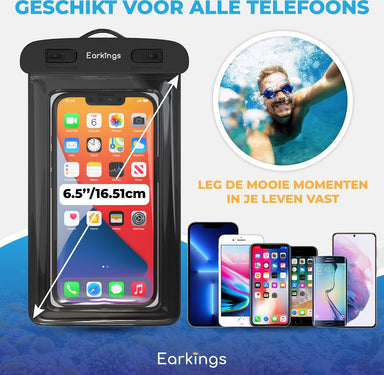 Waterdichte telefoonhoesjes Set van 2 stuks - zwart & paars