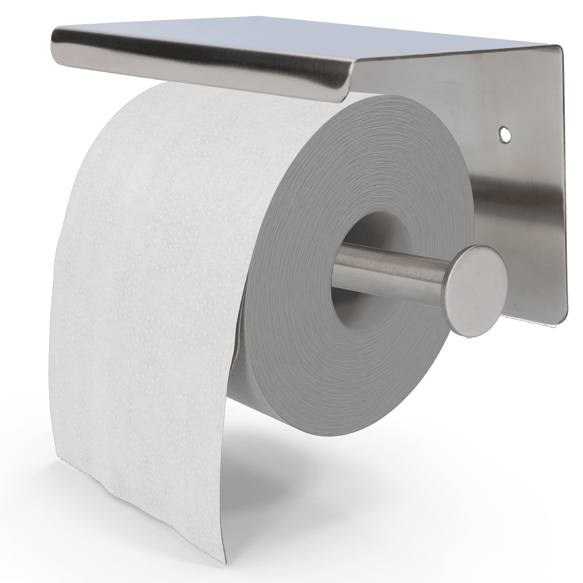 EAVY WC Rolhouder met Plankje - Zelfklevend of boren - Toiletrolhouder - Zilver