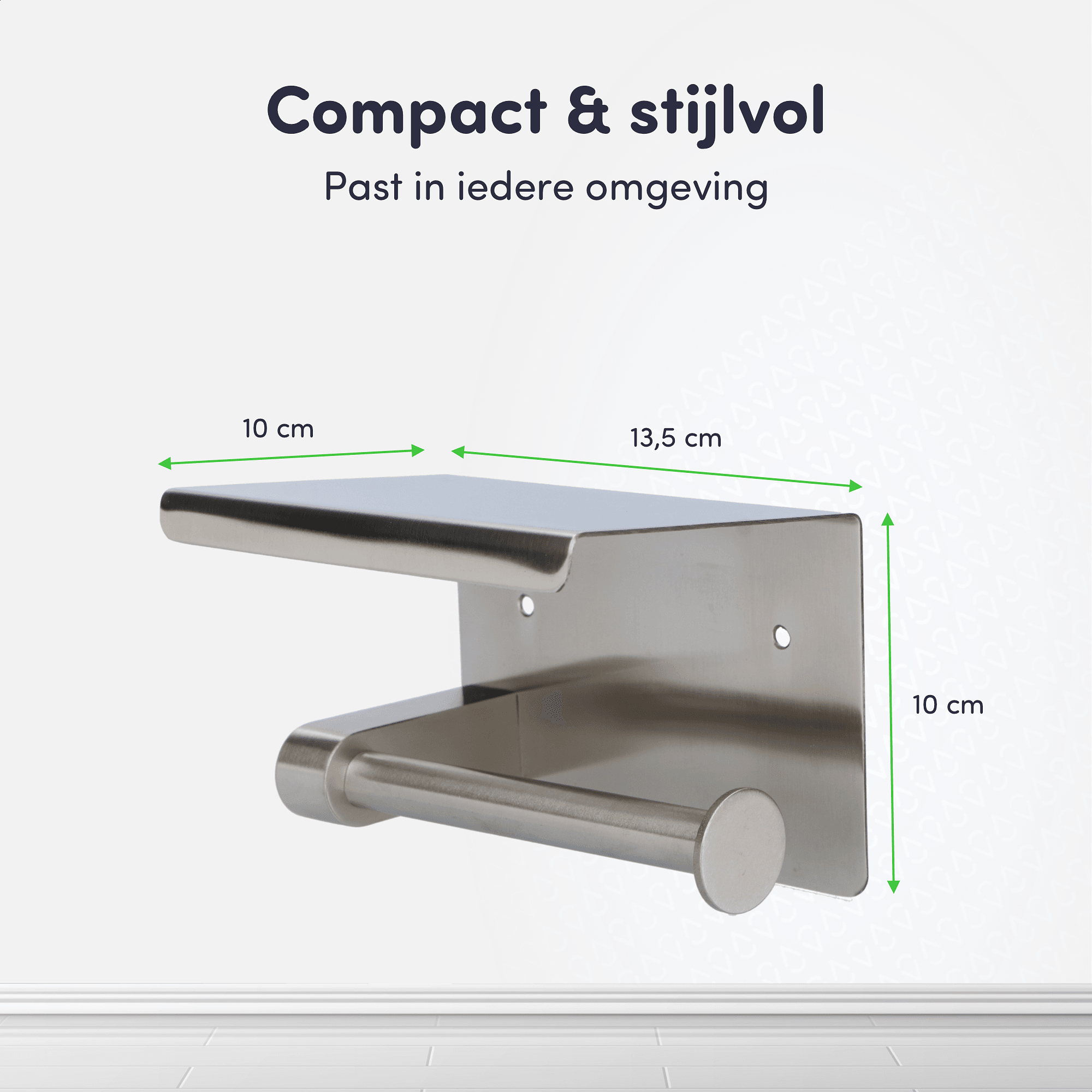 EAVY WC Rolhouder met Plankje - Zelfklevend of boren - Toiletrolhouder - Zilver